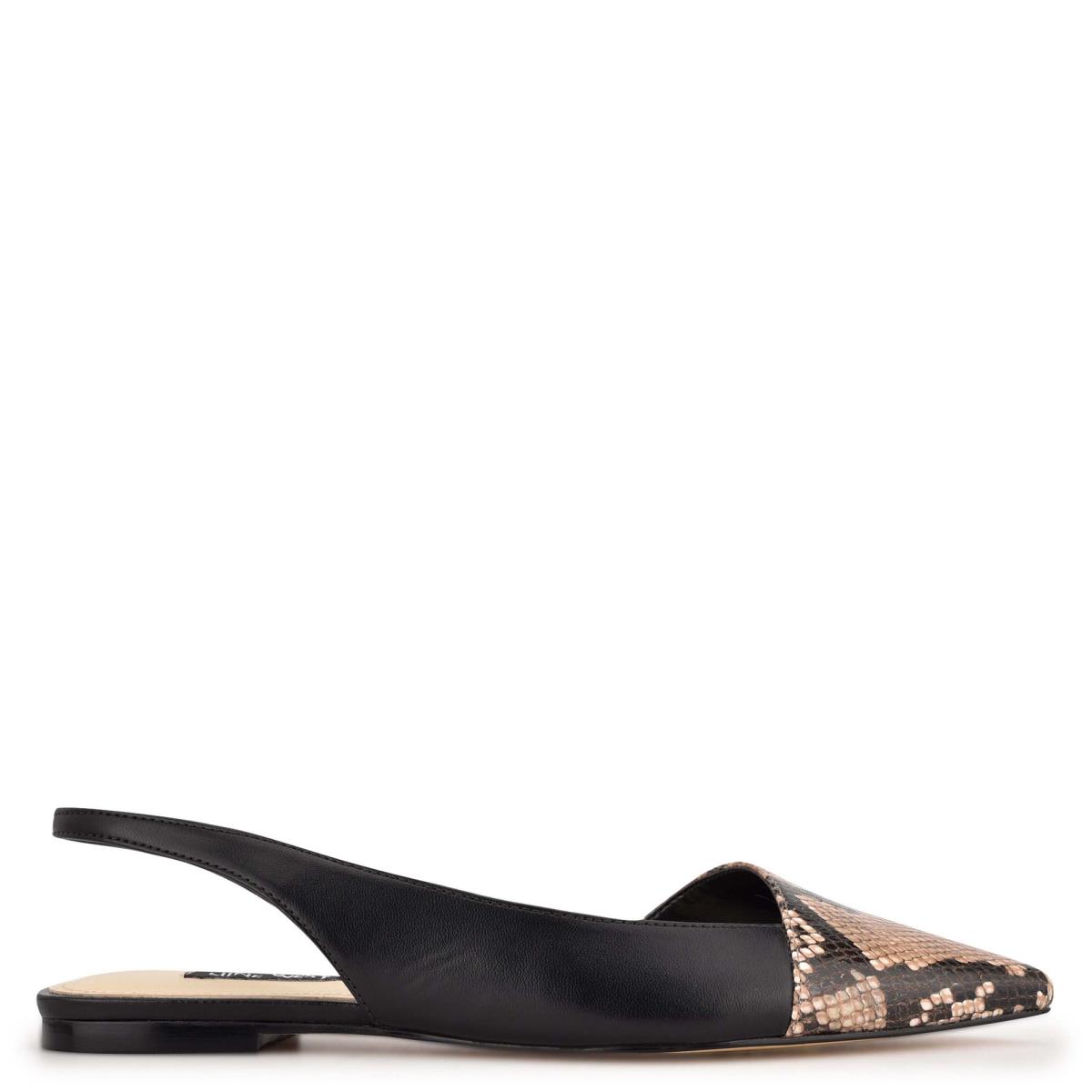 Flats Nine West Beads Destalonadas Pointy Puntera Mujer Negras Serpent | 6715ZECAR