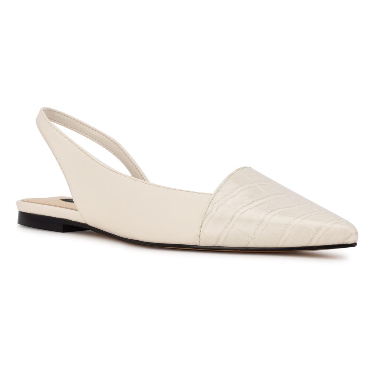 Flats Nine West Beads Destalonadas Pointy Puntera Mujer Beige Creme | 8741WTFZC