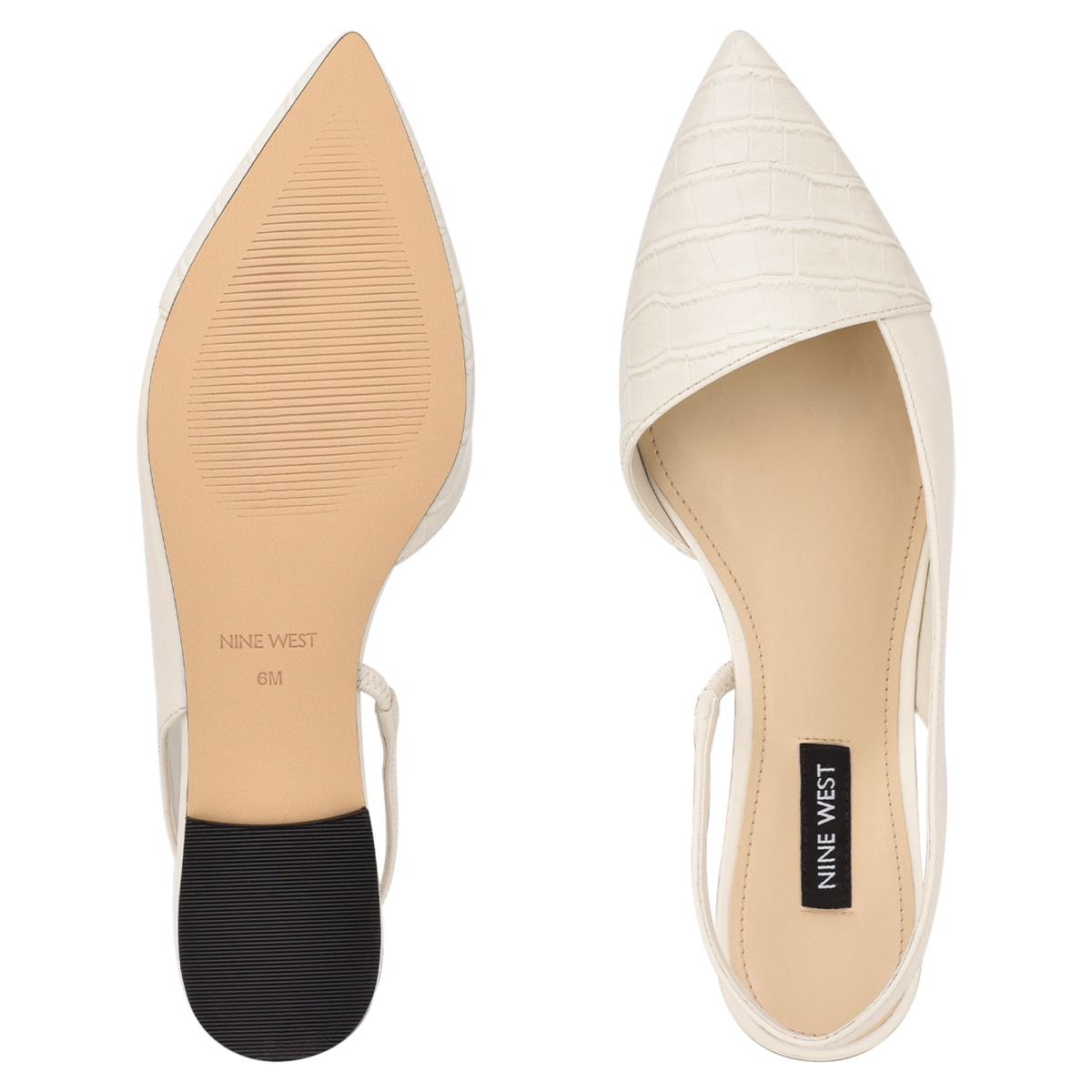 Flats Nine West Beads Destalonadas Pointy Puntera Mujer Beige Creme | 8741WTFZC