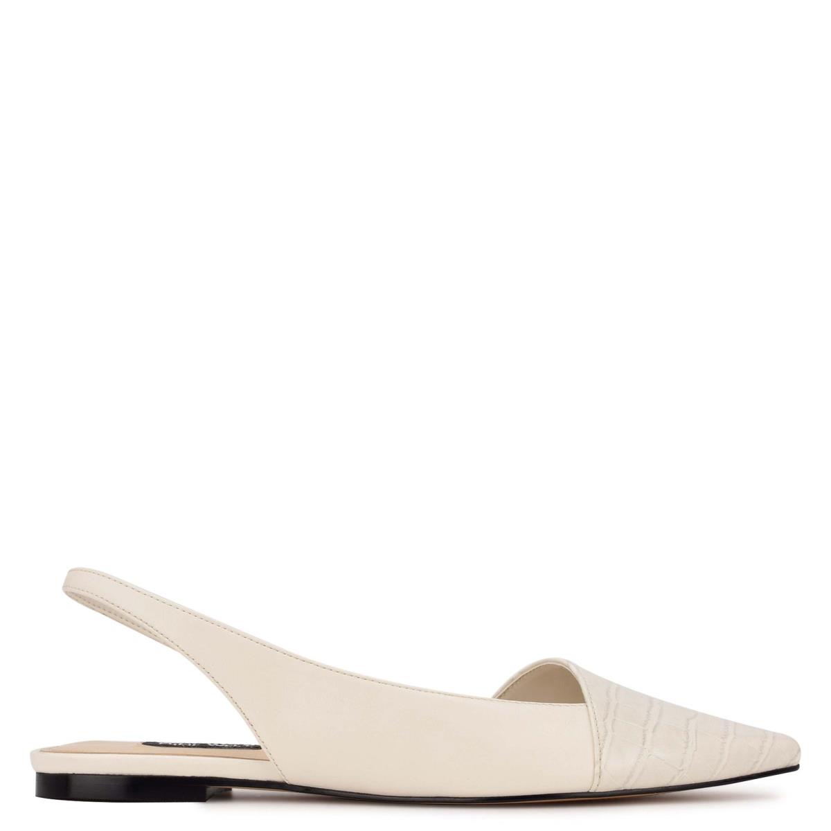 Flats Nine West Beads Destalonadas Pointy Puntera Mujer Beige Creme | 8741WTFZC