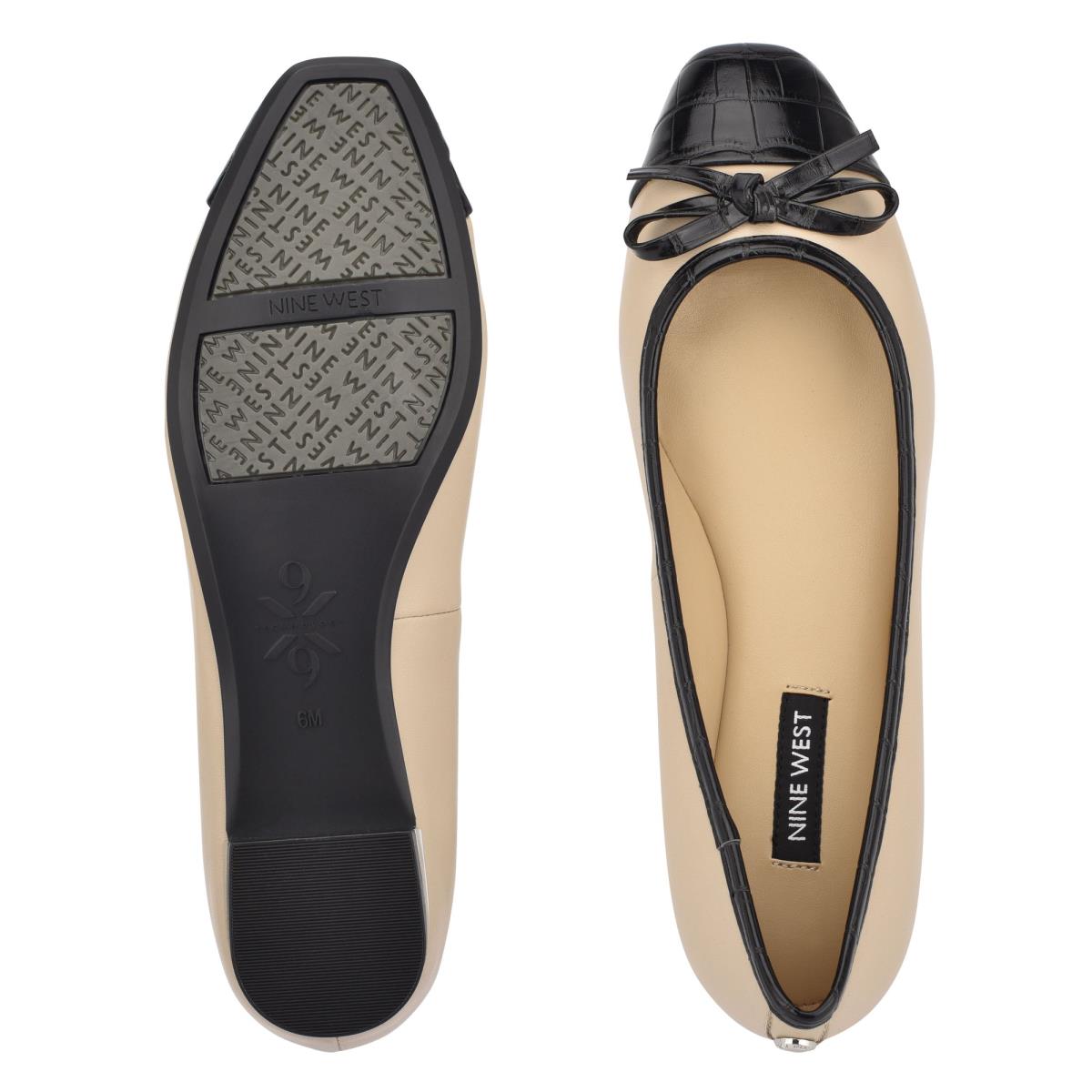 Flats Nine West Olly 9x9 Ballet Mujer Beige Negras | 2879NOCRY