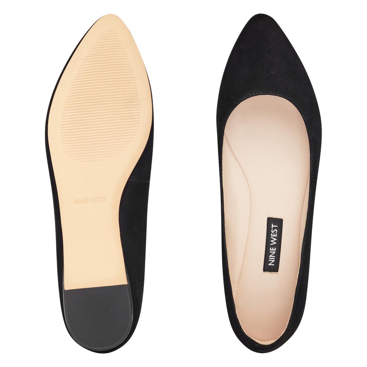 Flats Nine West Speakup Almond Puntera Mujer Negras | 6532OHLIC