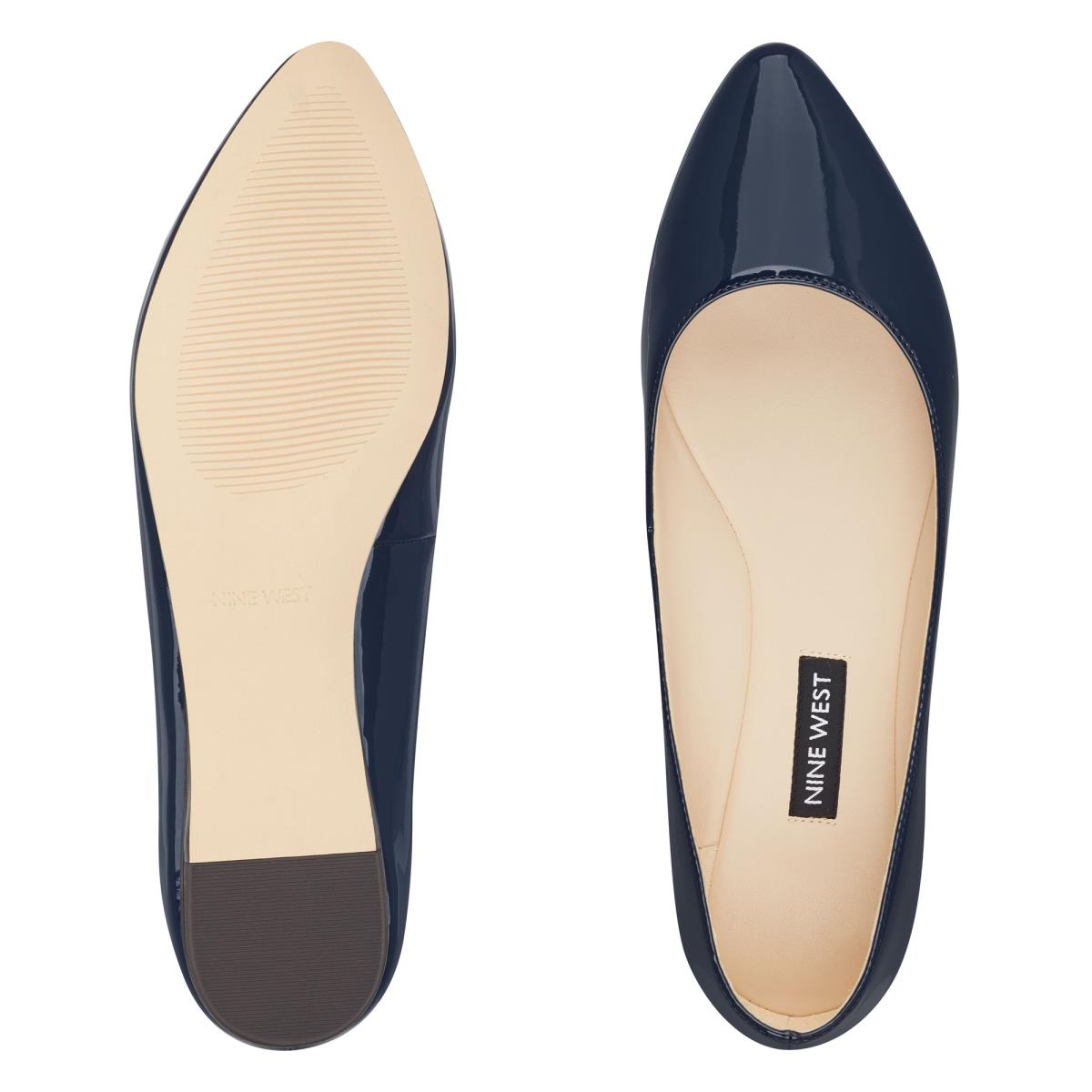 Flats Nine West Speakup Almond Puntera Mujer Azul Marino | 7325RBMZQ