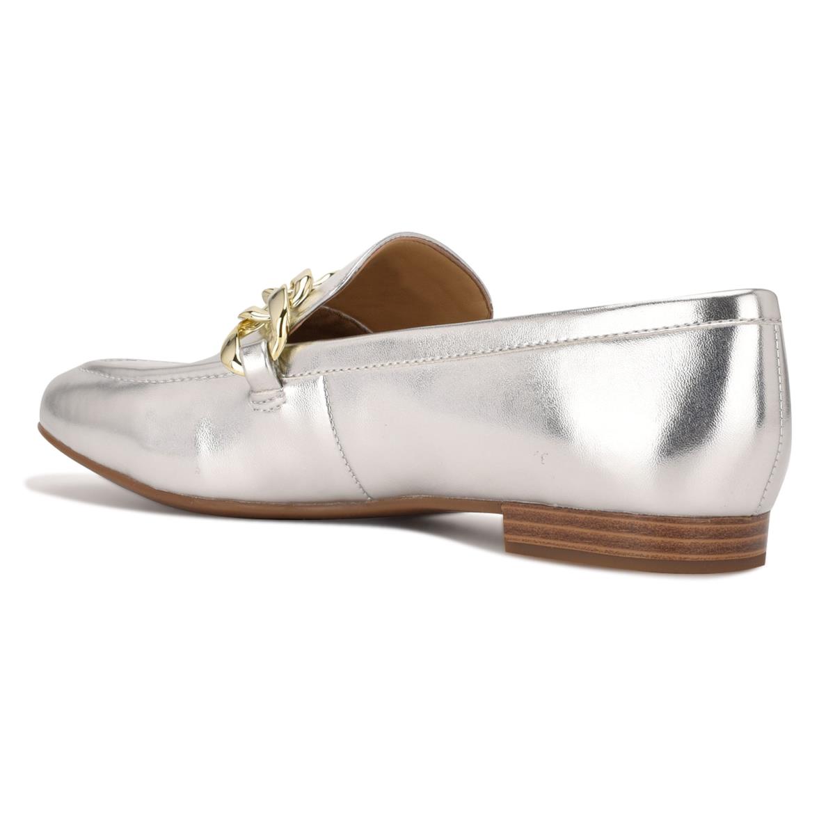 Loafers Nine West Chain Slip-On Mujer Plateadas | 9714ZROMG