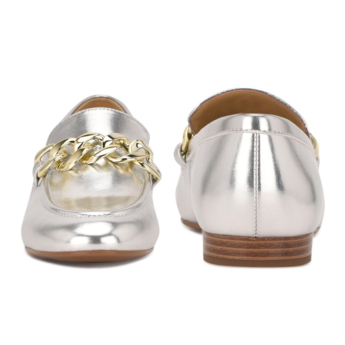 Loafers Nine West Chain Slip-On Mujer Plateadas | 9714ZROMG