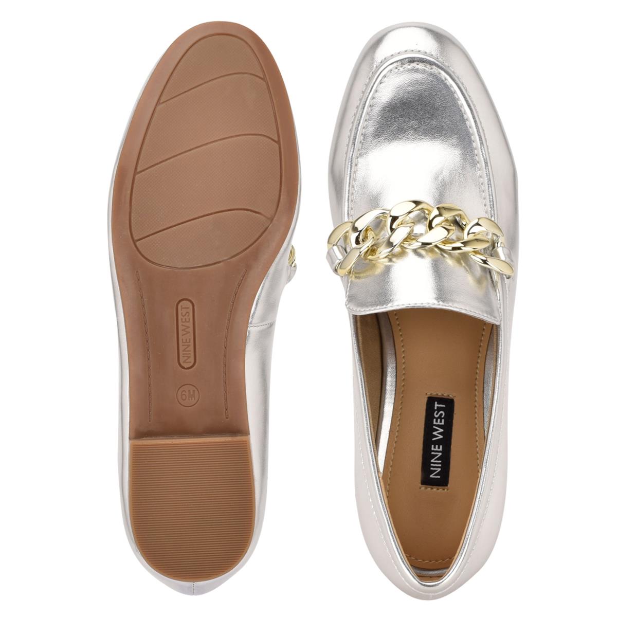 Loafers Nine West Chain Slip-On Mujer Plateadas | 9714ZROMG