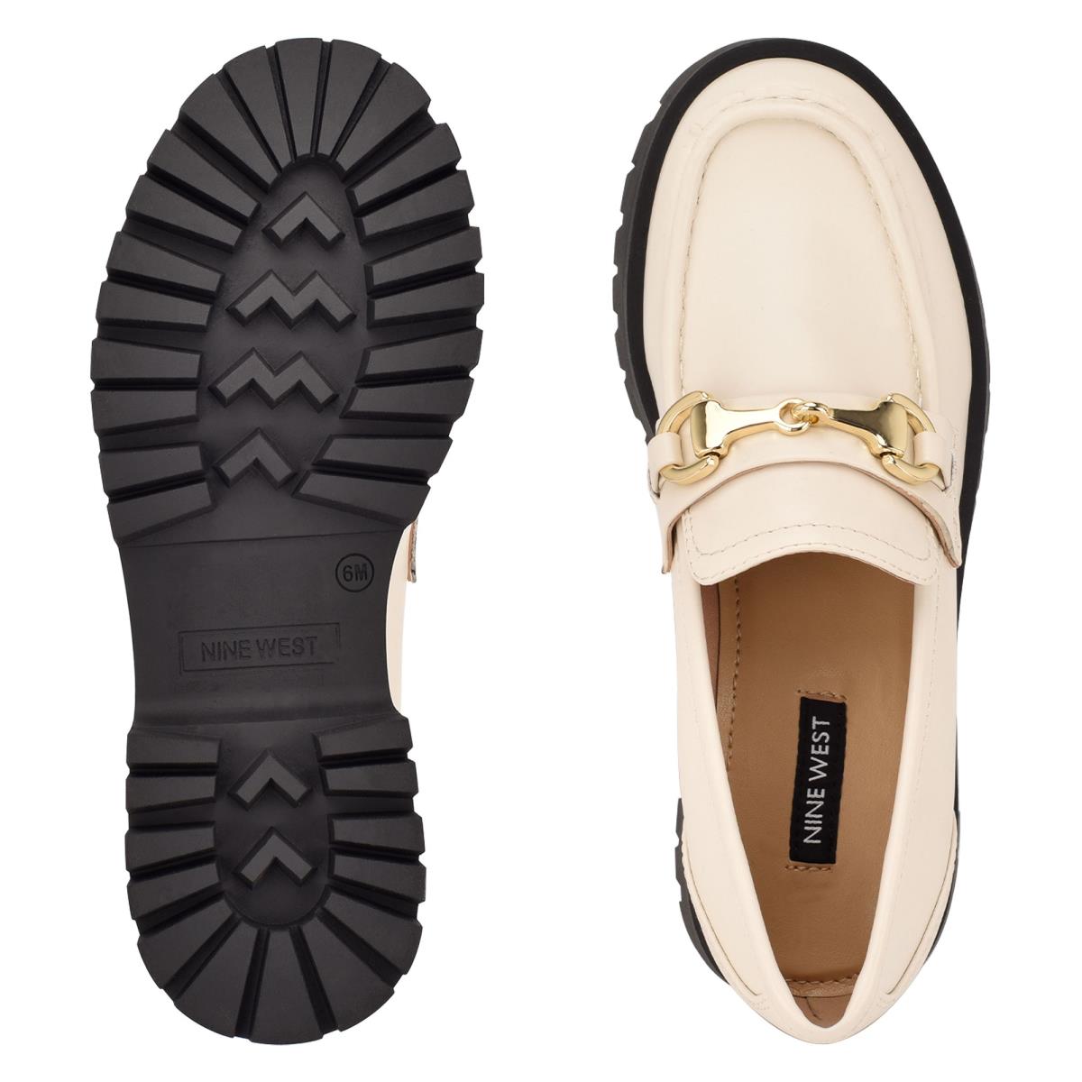 Loafers Nine West Gonehme Lug Sole Mujer Creme | 2573CMXNO