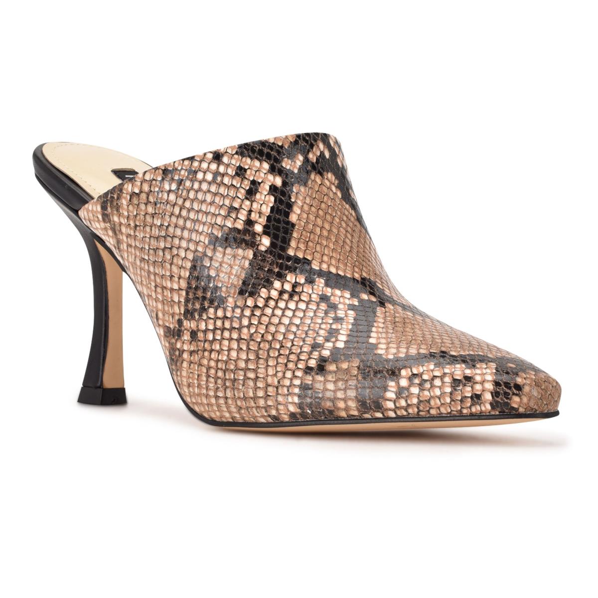 Mulas Nine West Ciao Heel Mujer Beige Serpent | 5413XJSHI