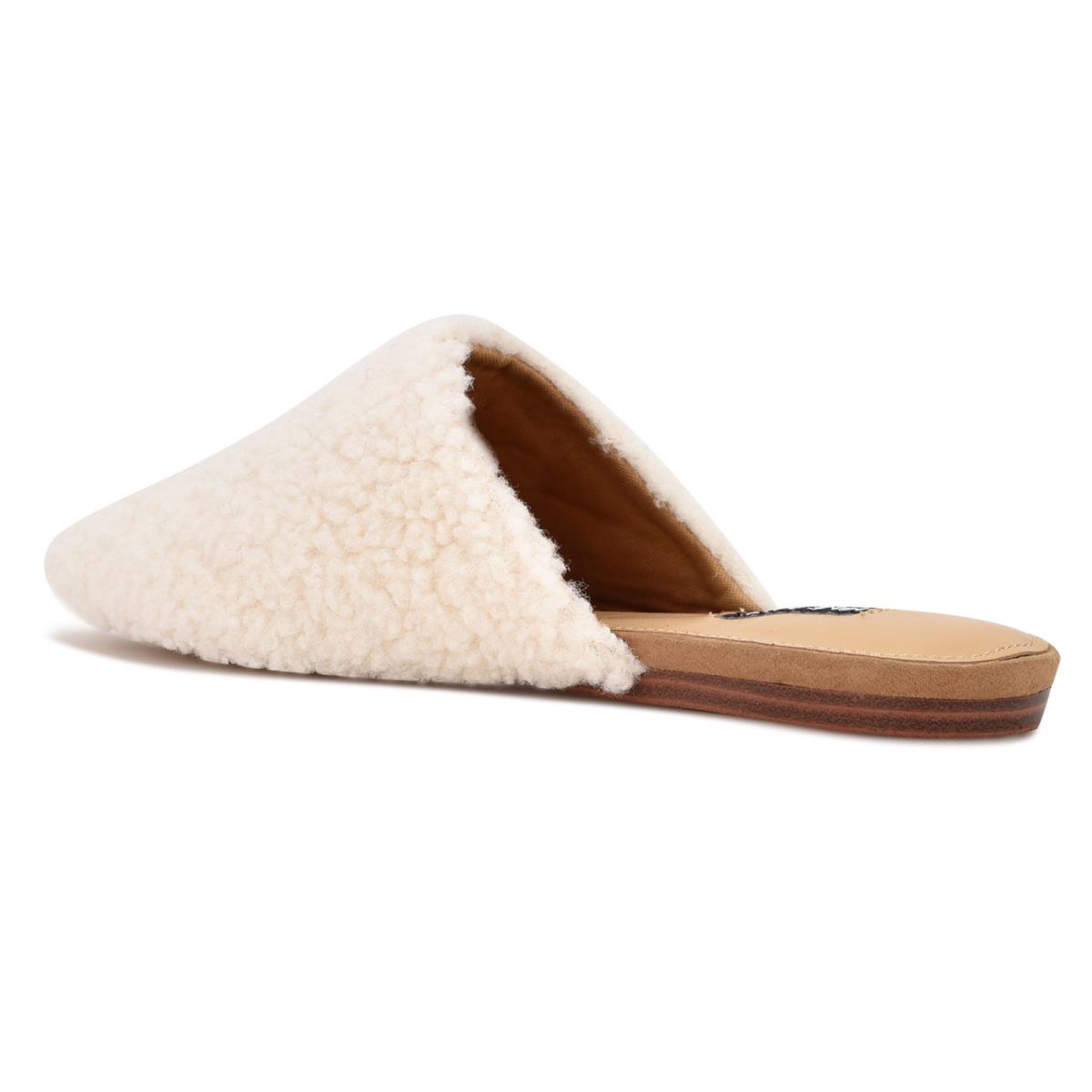 Mulas Nine West Furzy Pointy Puntera Mujer Creme | 5147ZPXYO