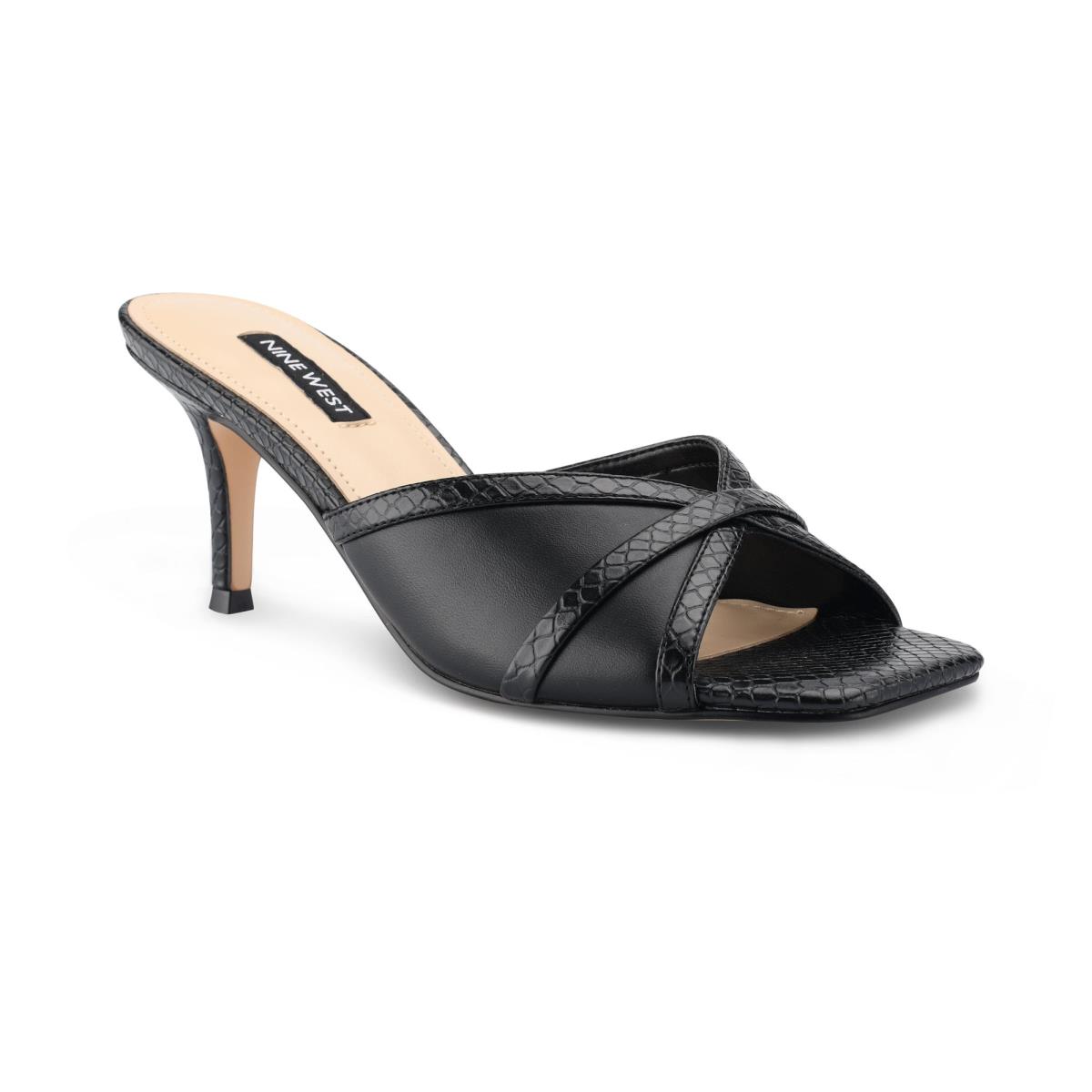 Sandalias Deslizantes Nine West Dainty Tacón Mujer Negras | 9573GHUMW