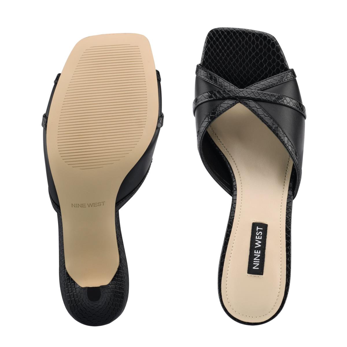 Sandalias Deslizantes Nine West Dainty Tacón Mujer Negras | 9573GHUMW