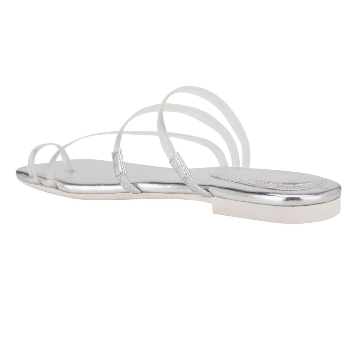 Sandalias Deslizantes Nine West Darbie Planos Puntera Ring Mujer Plateadas | 0349YGTHV