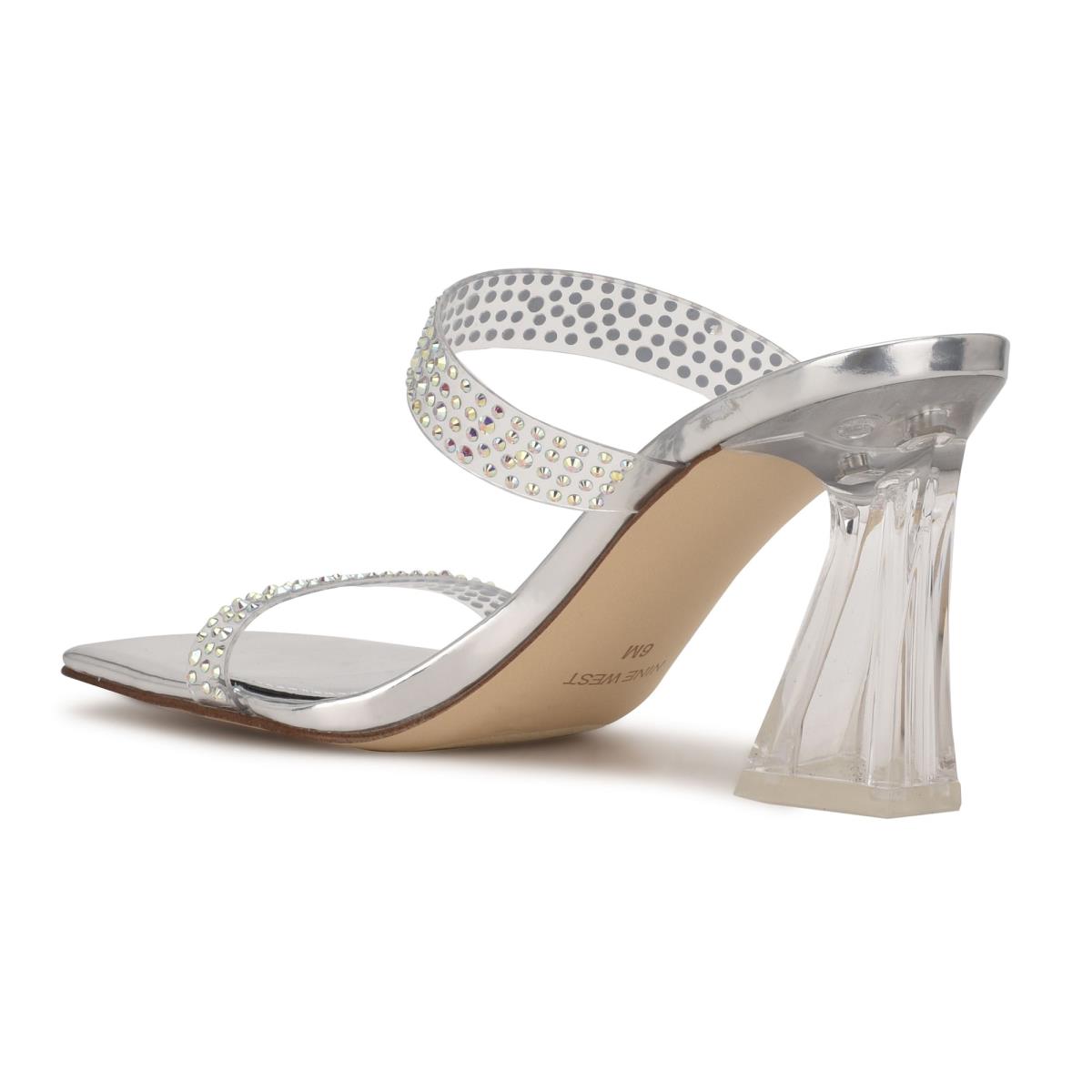 Sandalias Deslizantes Nine West Darla Tacón Mujer Plateadas | 9456TJHWA