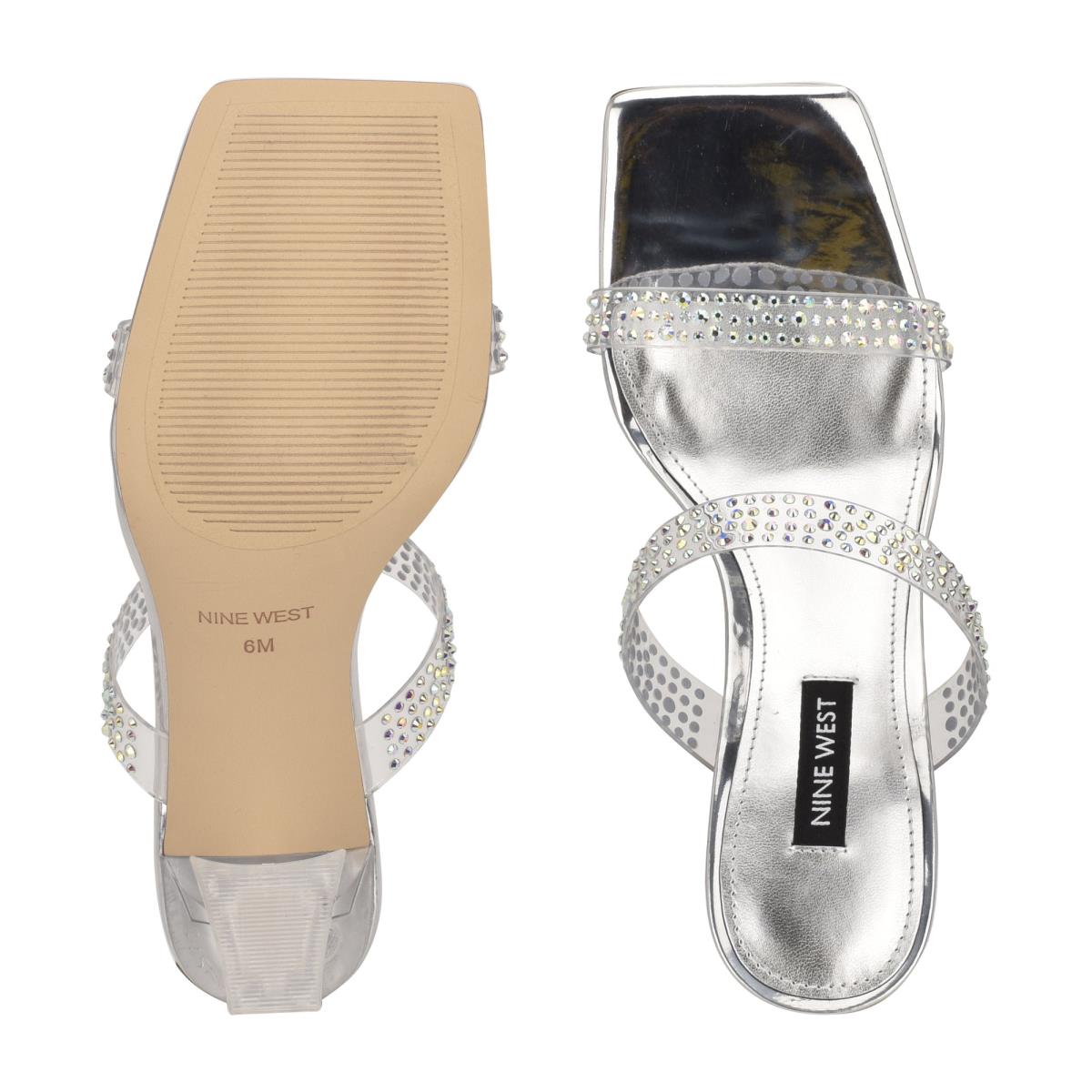 Sandalias Deslizantes Nine West Darla Tacón Mujer Plateadas | 9456TJHWA