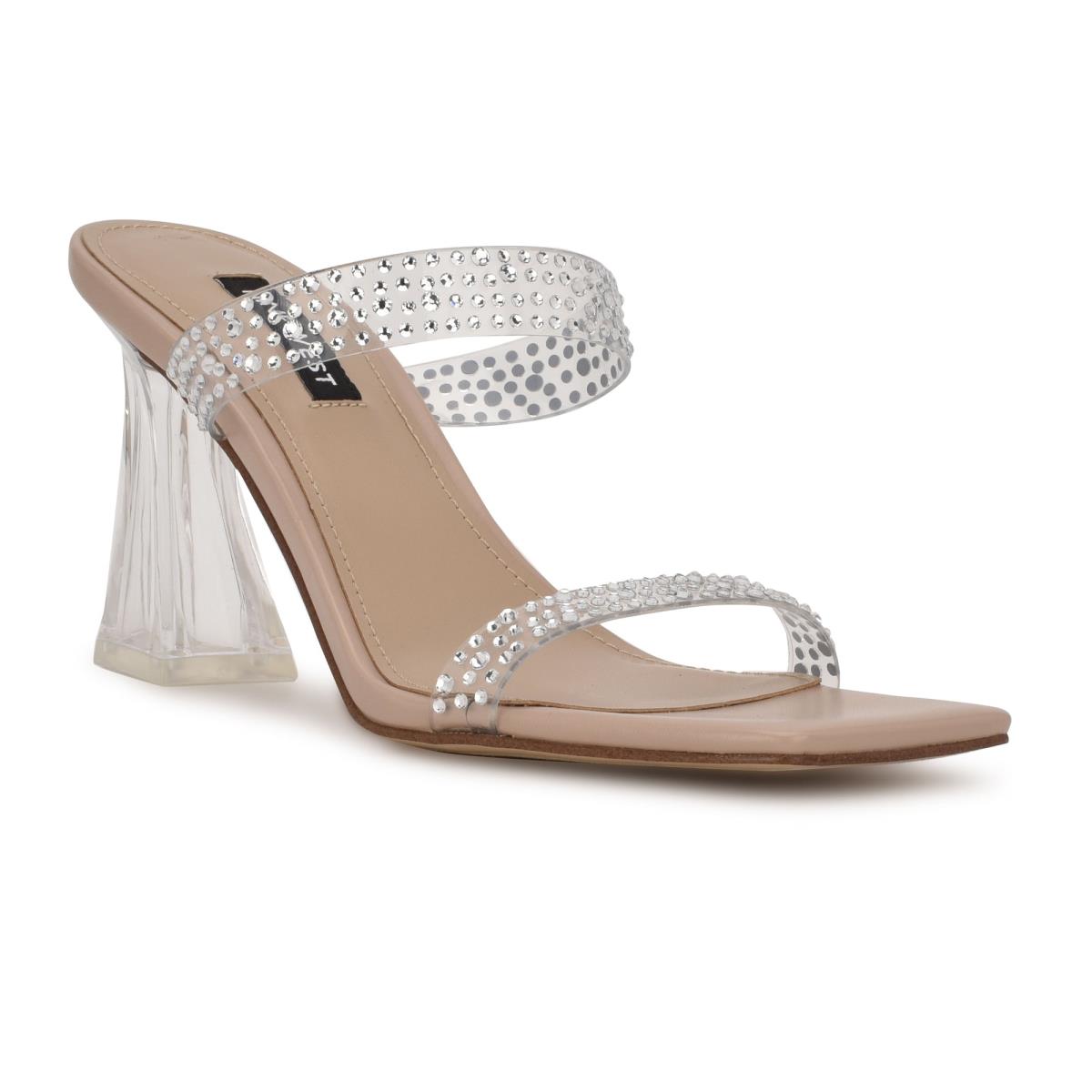 Sandalias Deslizantes Nine West Darla Tacón Mujer Beige | 9478PECNG