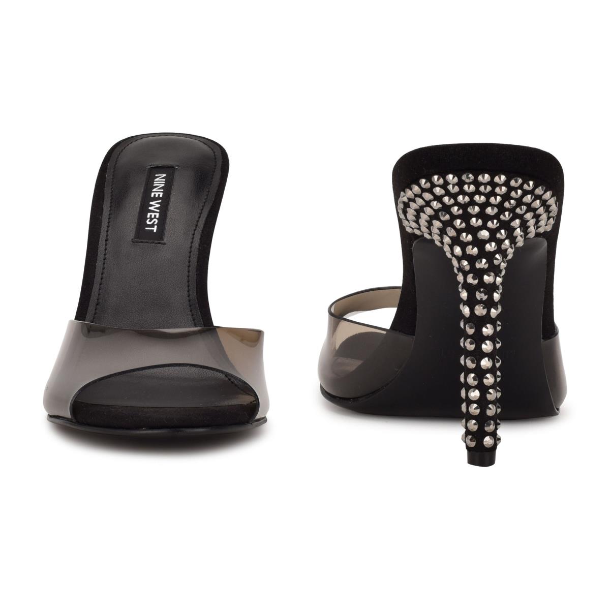 Sandalias Deslizantes Nine West Ido Rhinestone Tacón Mujer Negras | 1290CSKBT