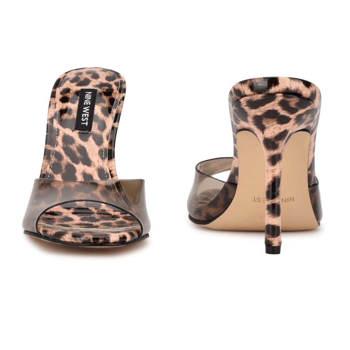 Sandalias Deslizantes Nine West Ido Tacón Mujer Leopardo | 3270IKGDJ