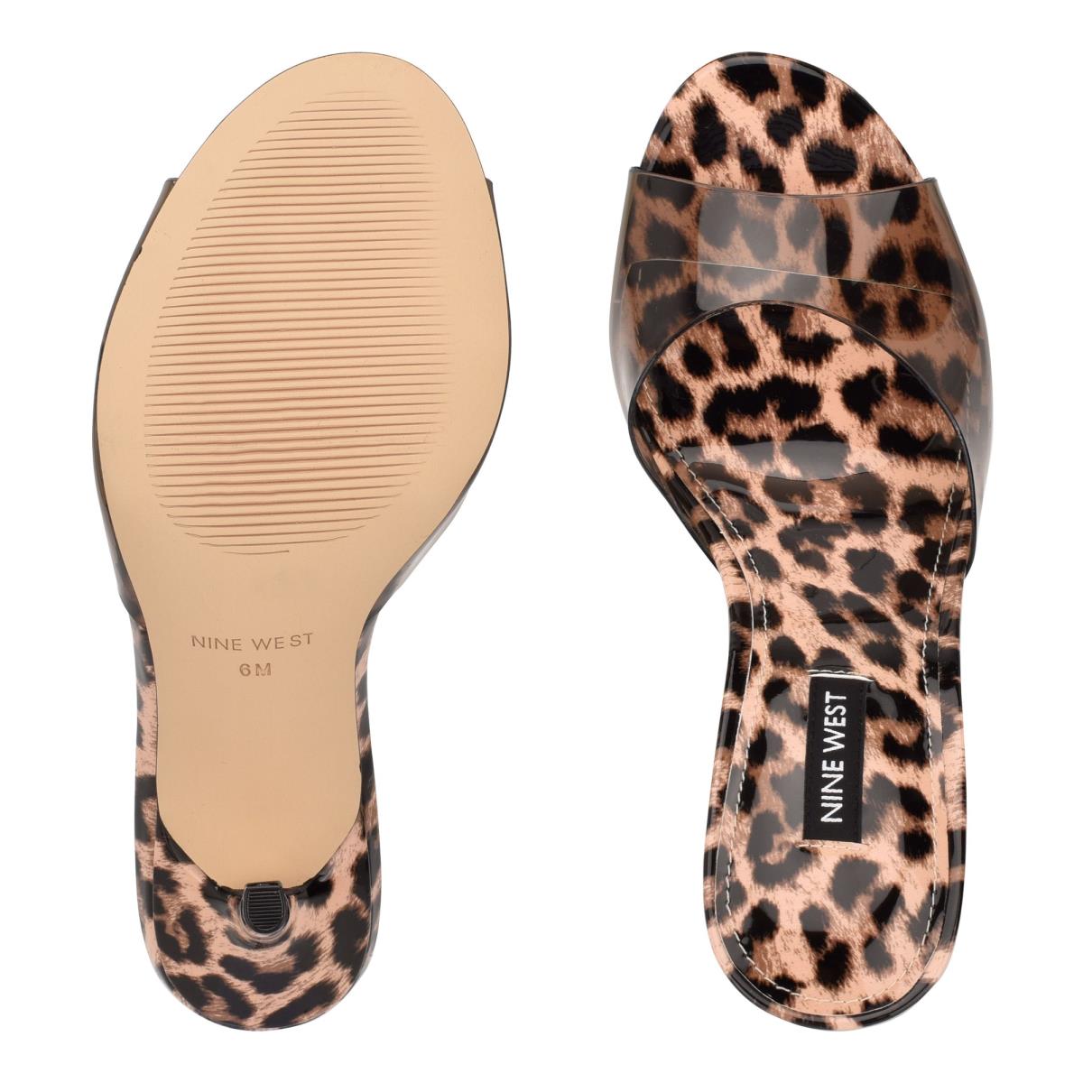 Sandalias Deslizantes Nine West Ido Tacón Mujer Leopardo | 3270IKGDJ