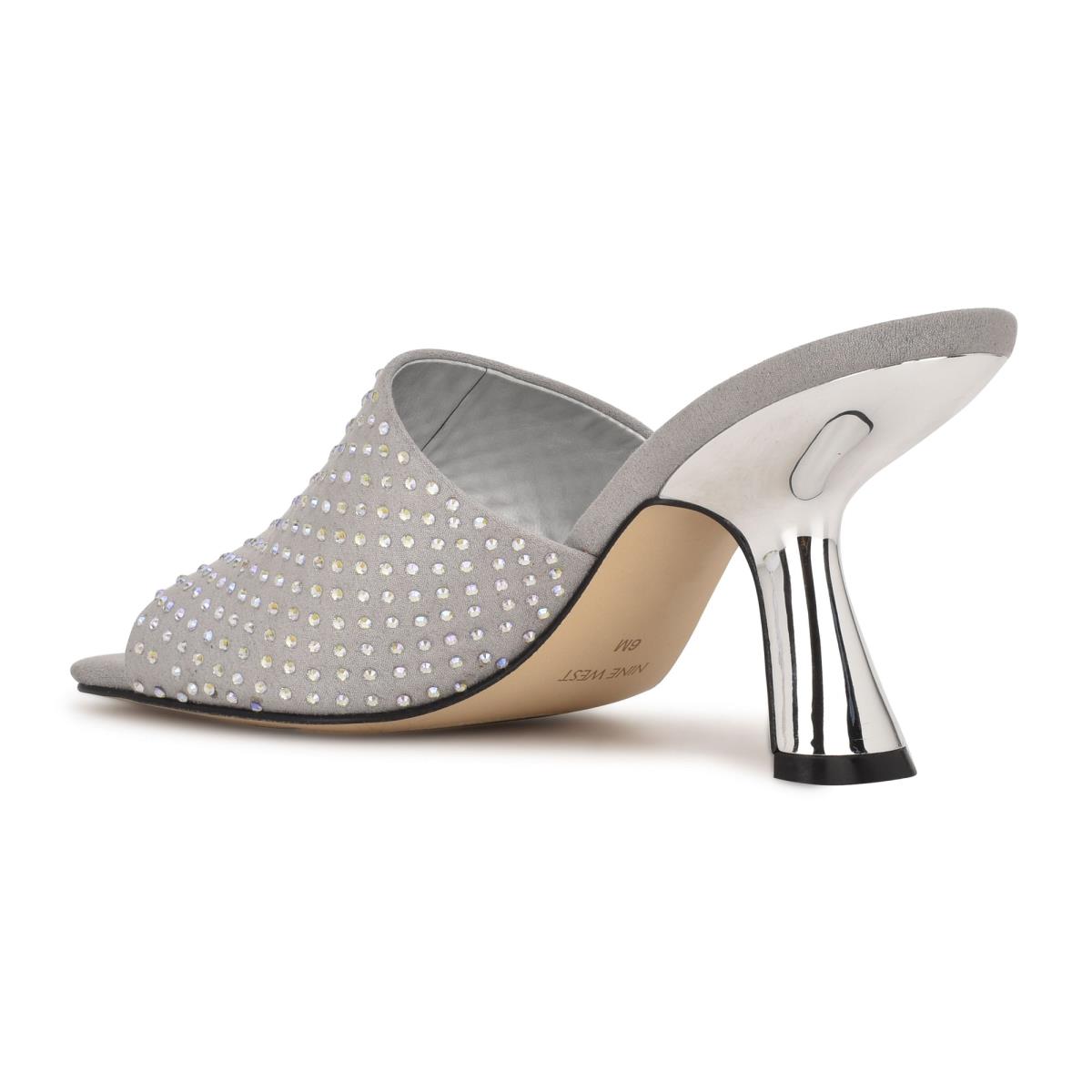 Sandalias Deslizantes Nine West Partie Tacón Mujer Gris | 5048YWXOI