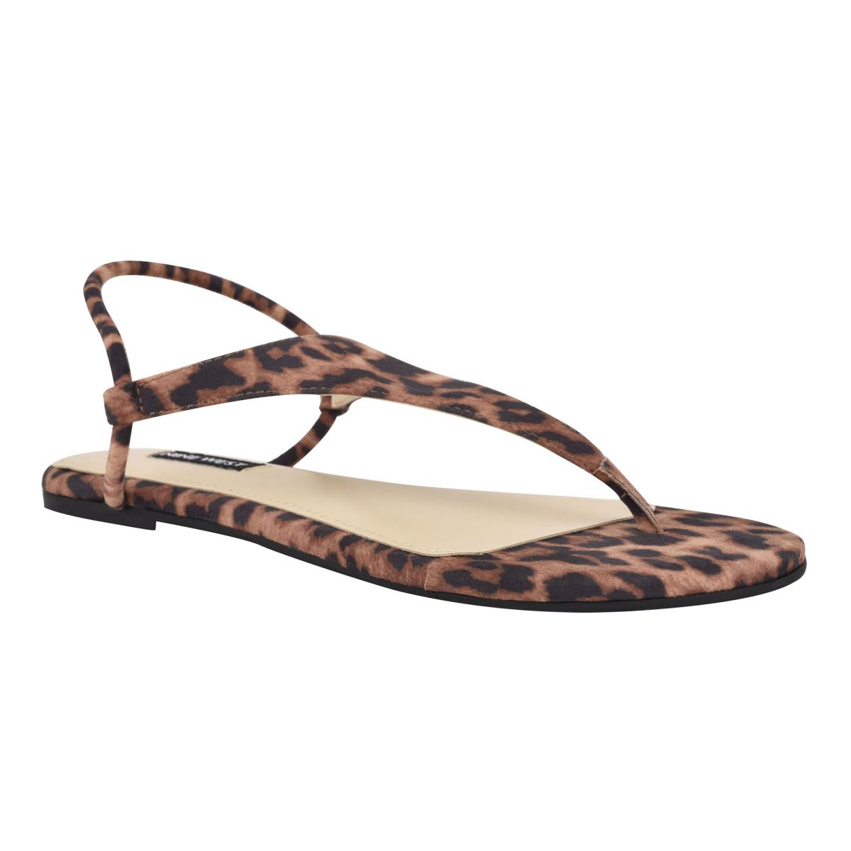 Sandalias Planas Nine West Braydin Stretch Mujer Leopardo | 5043PVOCD