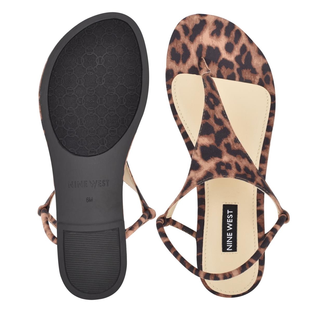 Sandalias Planas Nine West Braydin Stretch Mujer Leopardo | 5043PVOCD