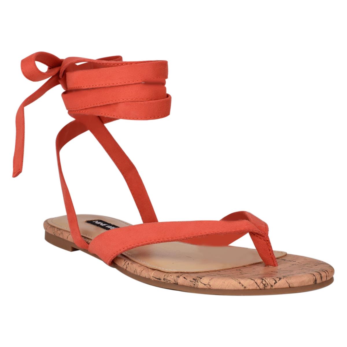 Sandalias Planas Nine West Tiedup Ankle Wrap Mujer Rojas | 1470RJLAC