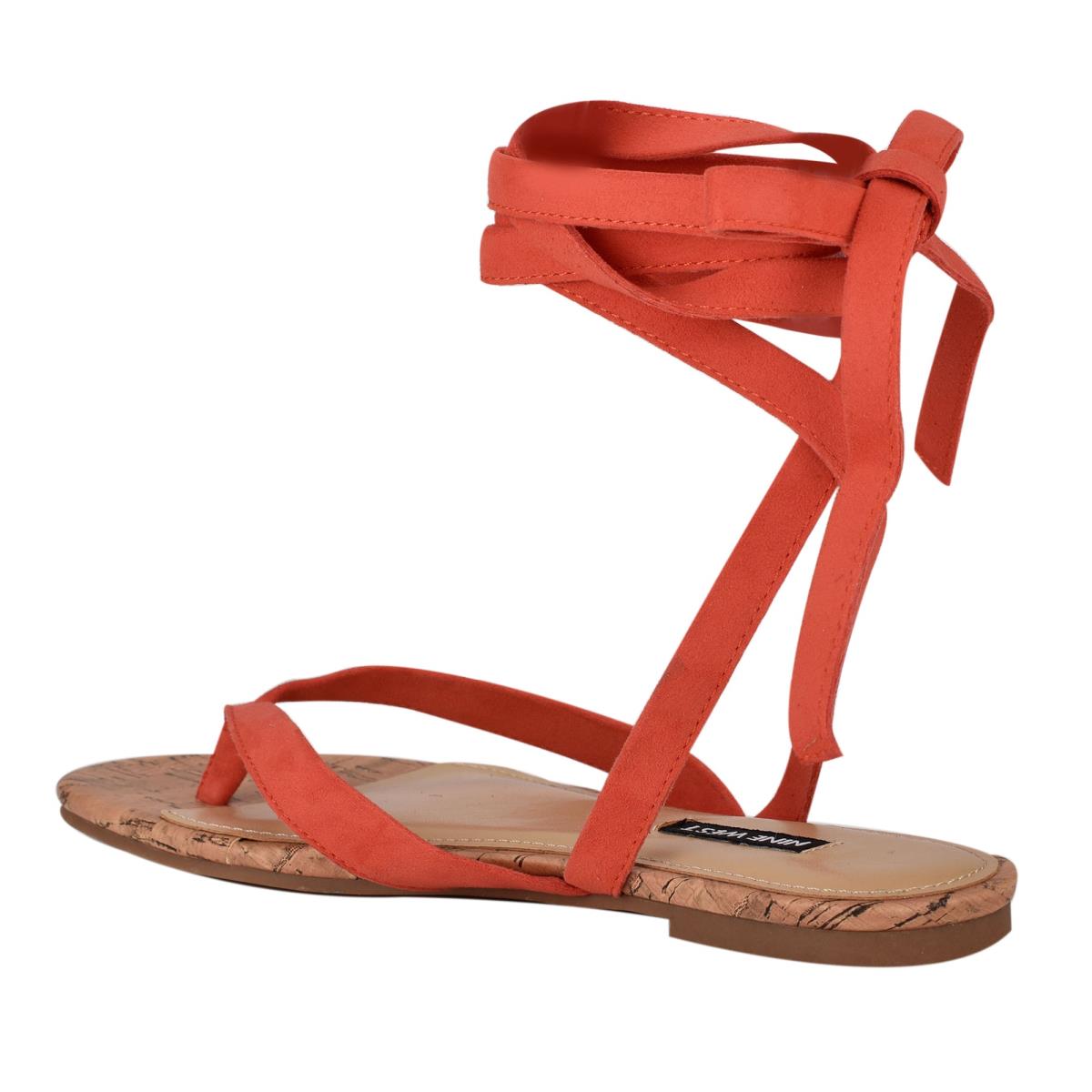 Sandalias Planas Nine West Tiedup Ankle Wrap Mujer Rojas | 1470RJLAC