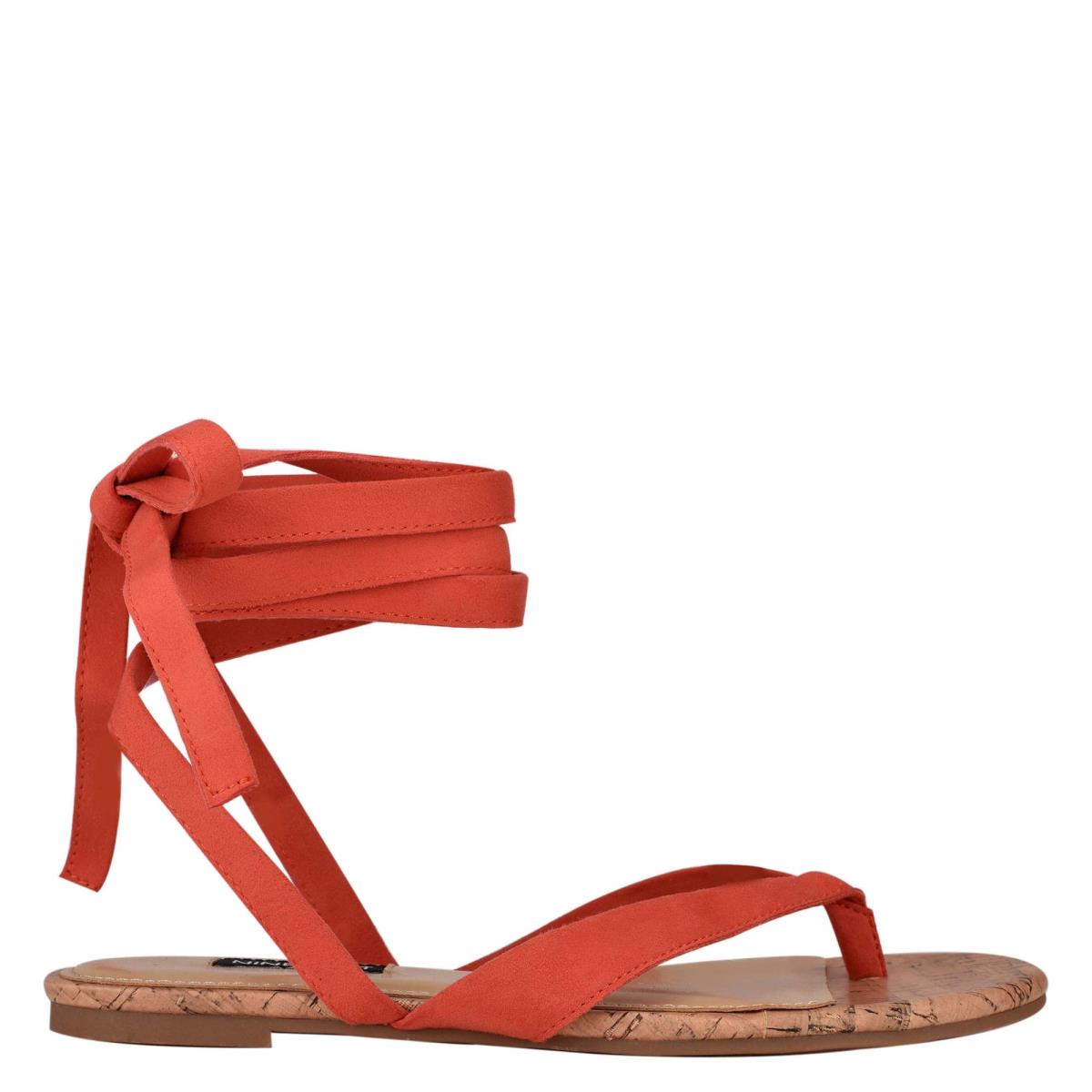 Sandalias Planas Nine West Tiedup Ankle Wrap Mujer Rojas | 1470RJLAC