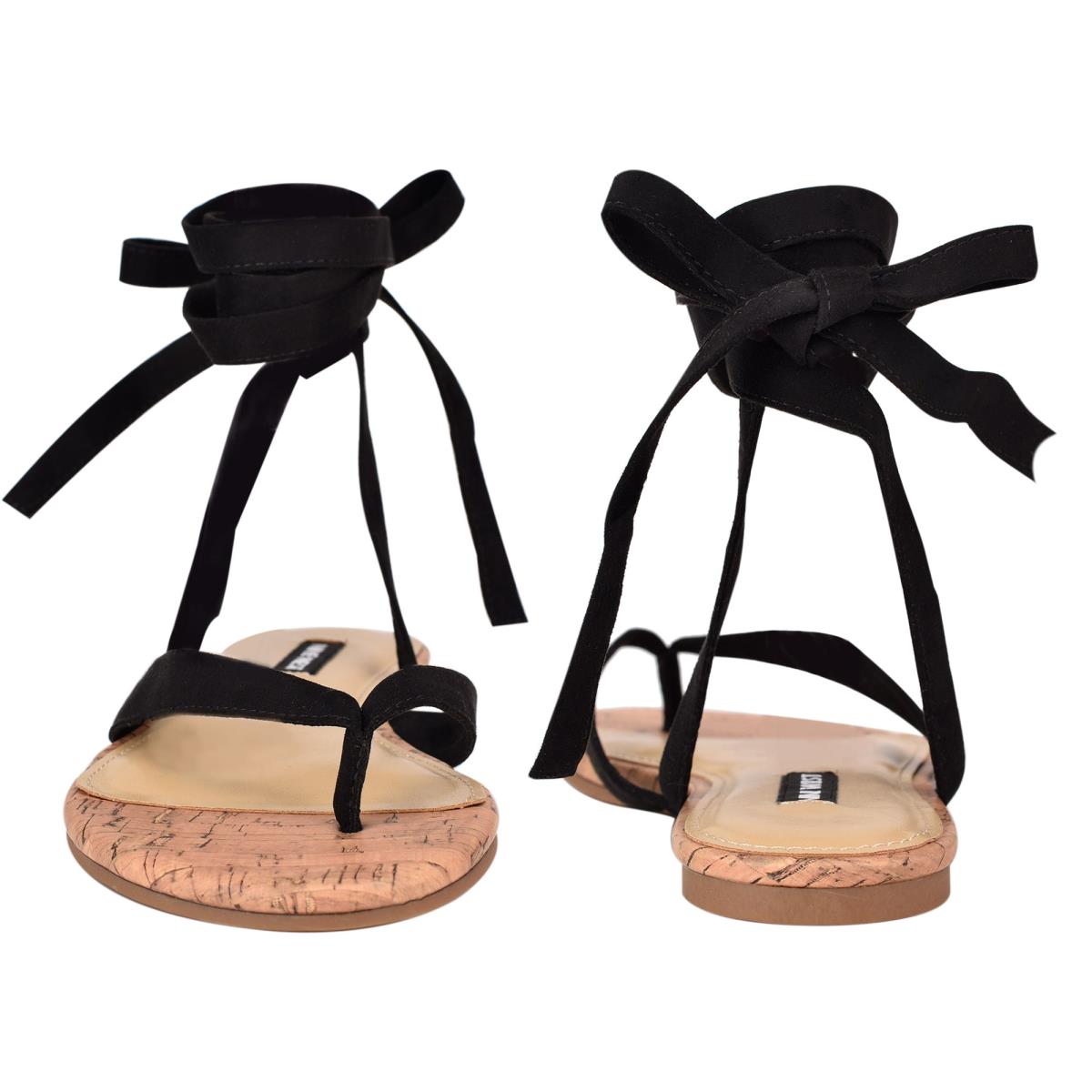 Sandalias Planas Nine West Tiedup Ankle Wrap Mujer Negras | 2746LXRCD