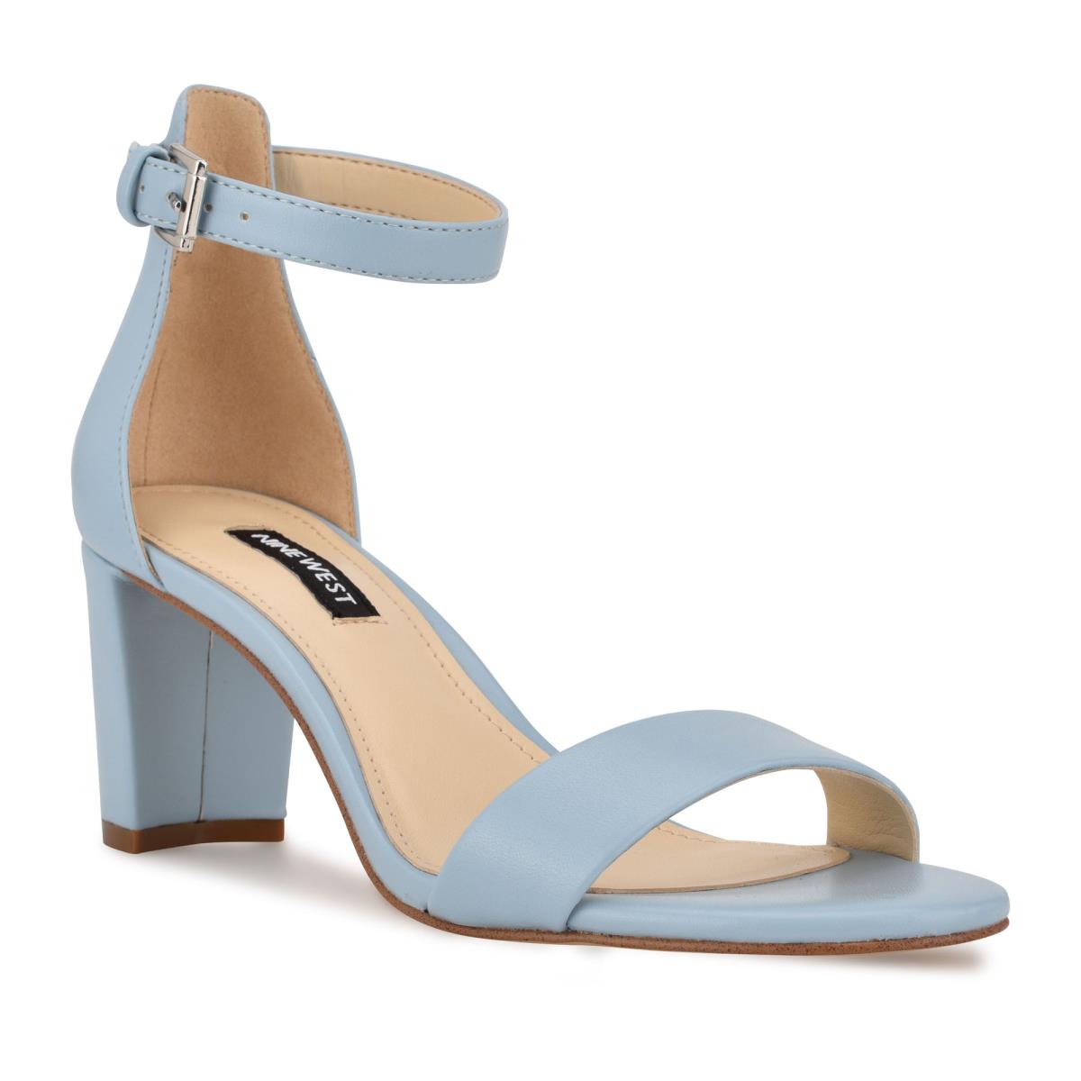 Sandalias Tacones Nine West Pruce Ankle Correa Block Mujer Azules | 0852JBEWN