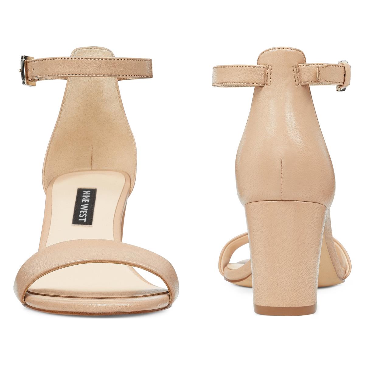 Sandalias Tacones Nine West Pruce Ankle Correa Block Mujer Beige | 4625IVMGH