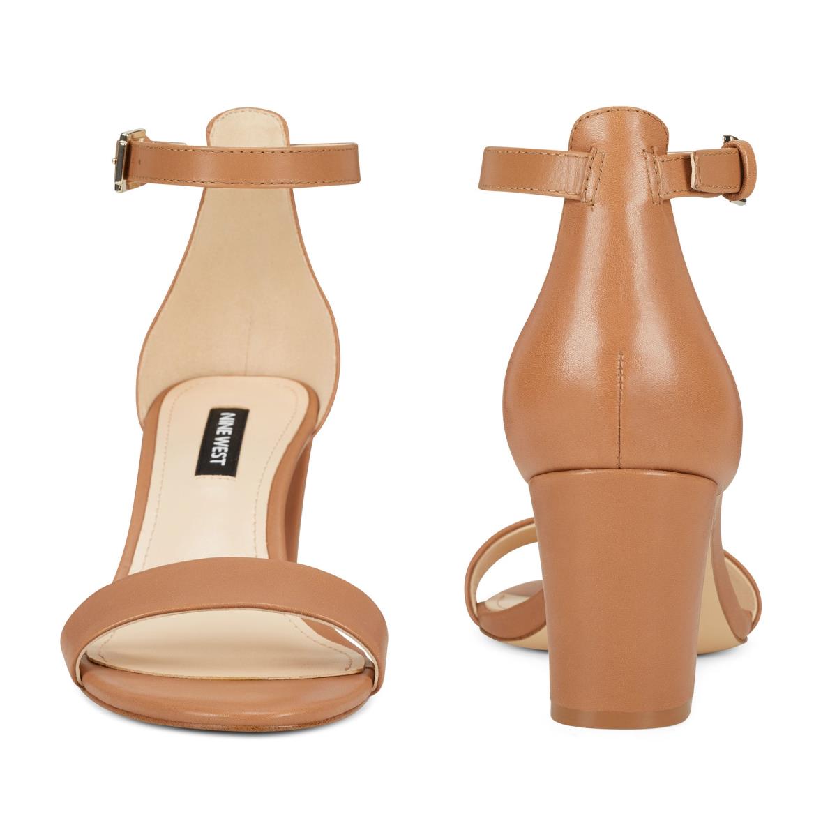 Sandalias Tacones Nine West Pruce Ankle Correa Block Mujer Beige | 7531IVRAX