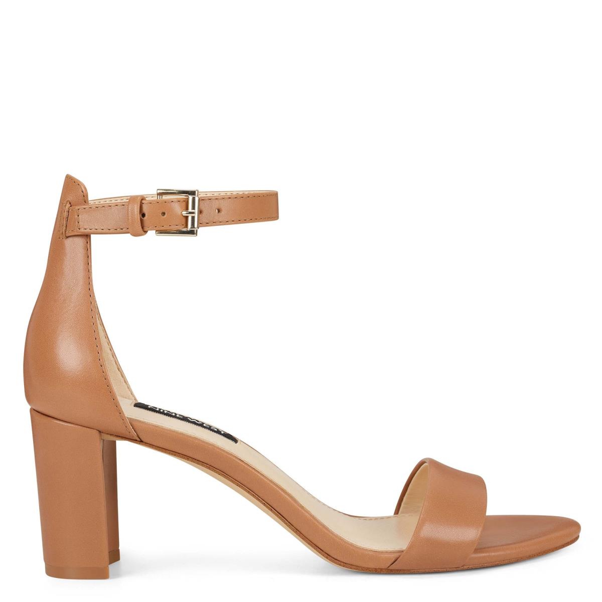 Sandalias Tacones Nine West Pruce Ankle Correa Block Mujer Beige | 7531IVRAX