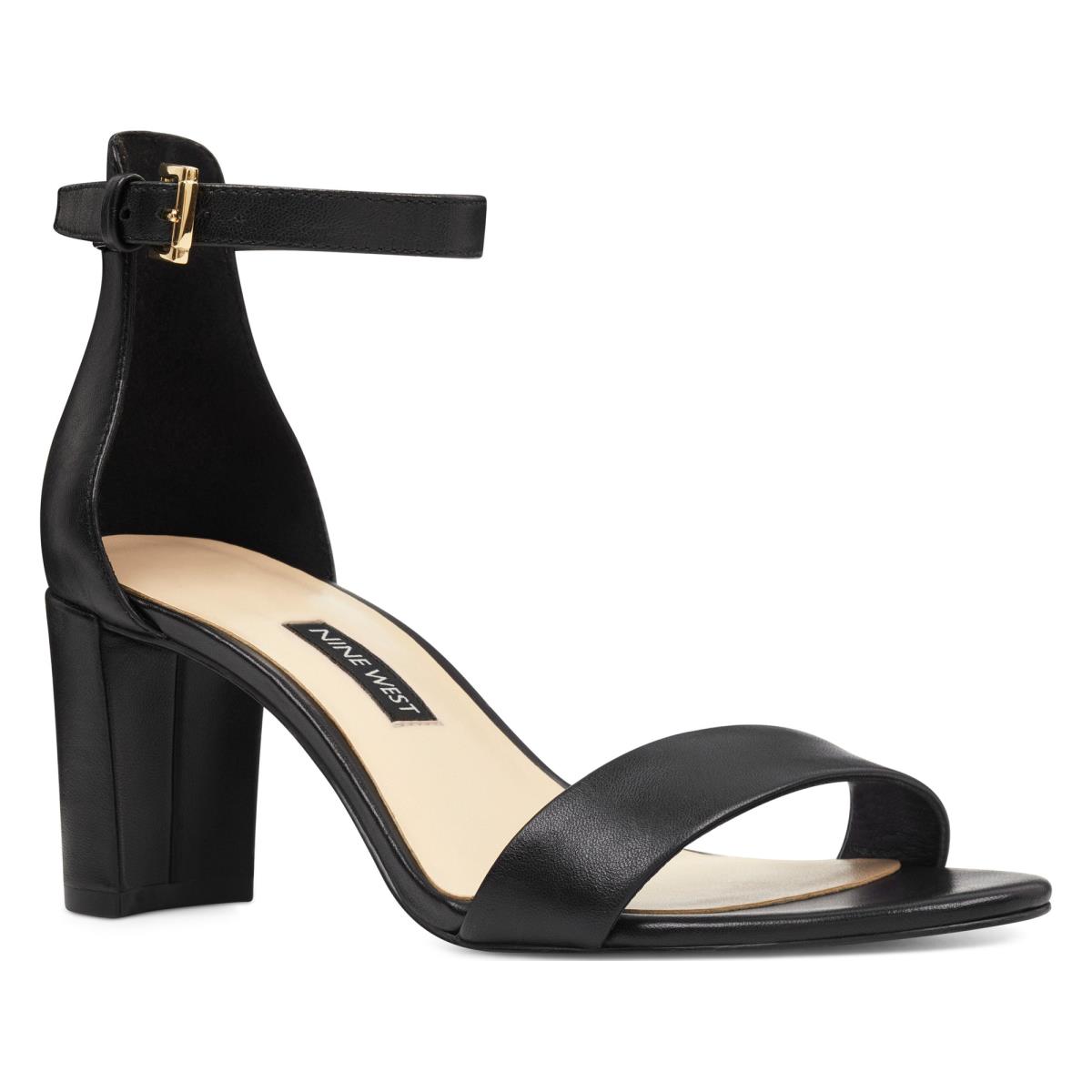 Sandalias Tacones Nine West Pruce Ankle Correa Block Mujer Negras | 8134VXFNE