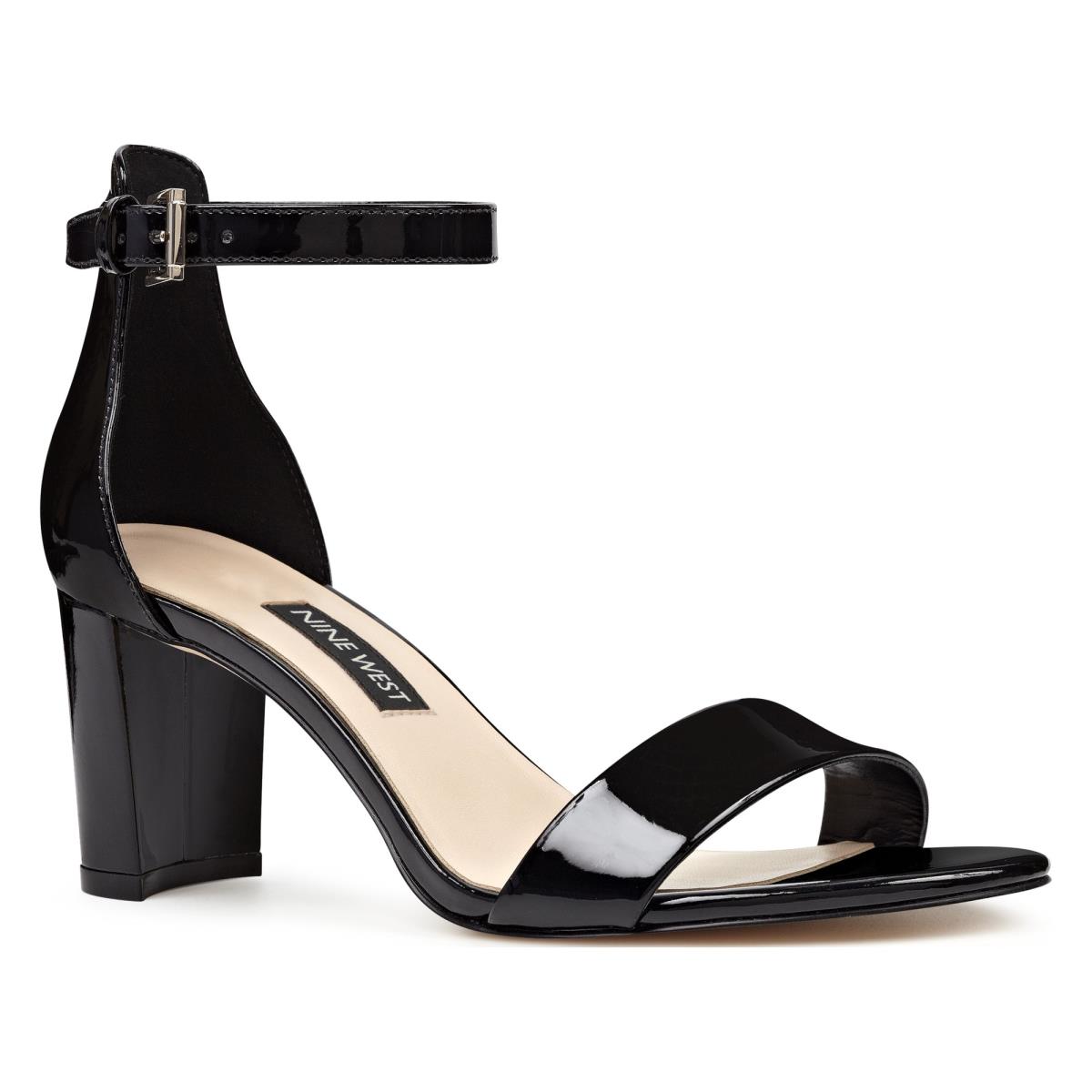 Sandalias Tacones Nine West Pruce Ankle Correa Block Mujer Negras | 9268EUOSF