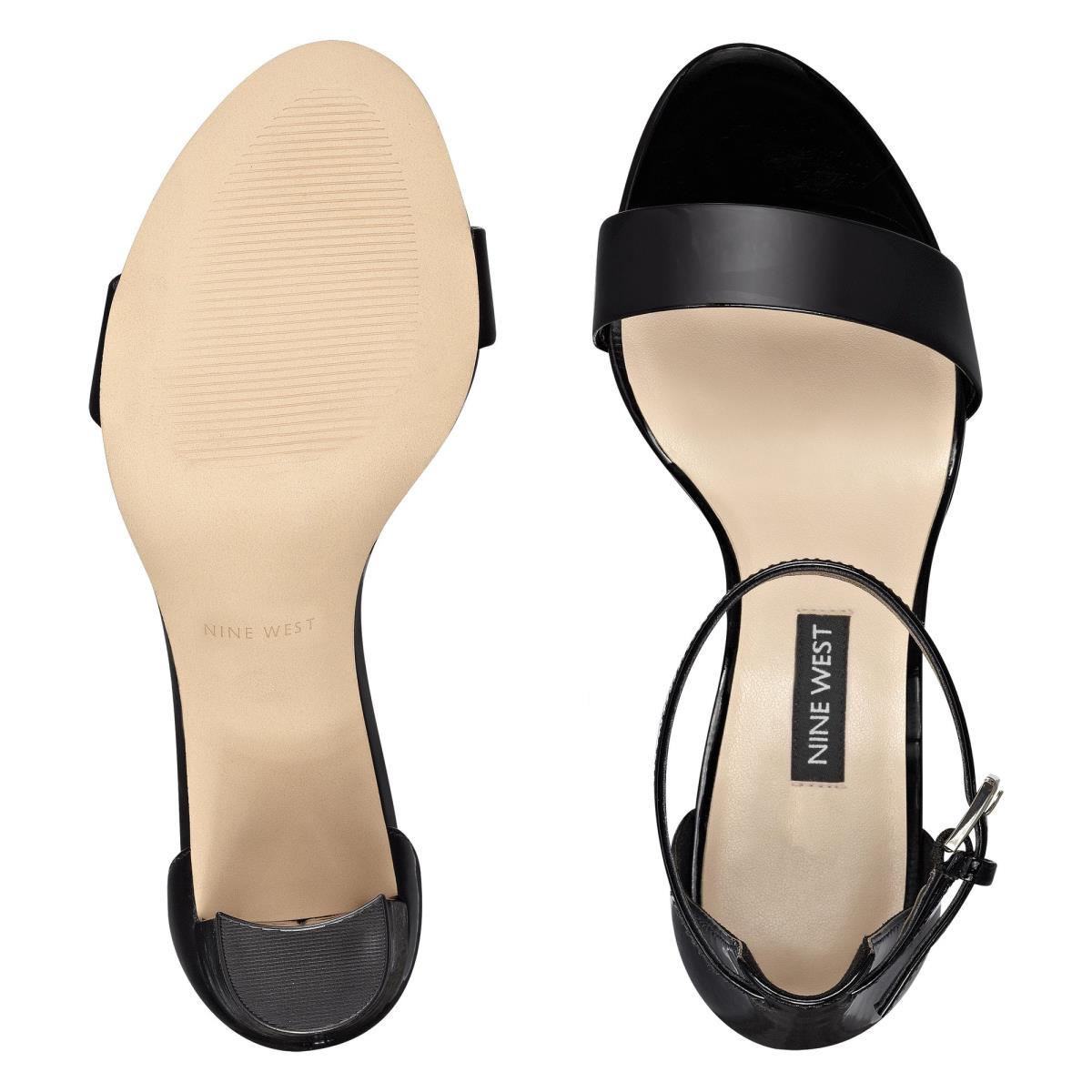 Sandalias Tacones Nine West Pruce Ankle Correa Block Mujer Negras | 9268EUOSF