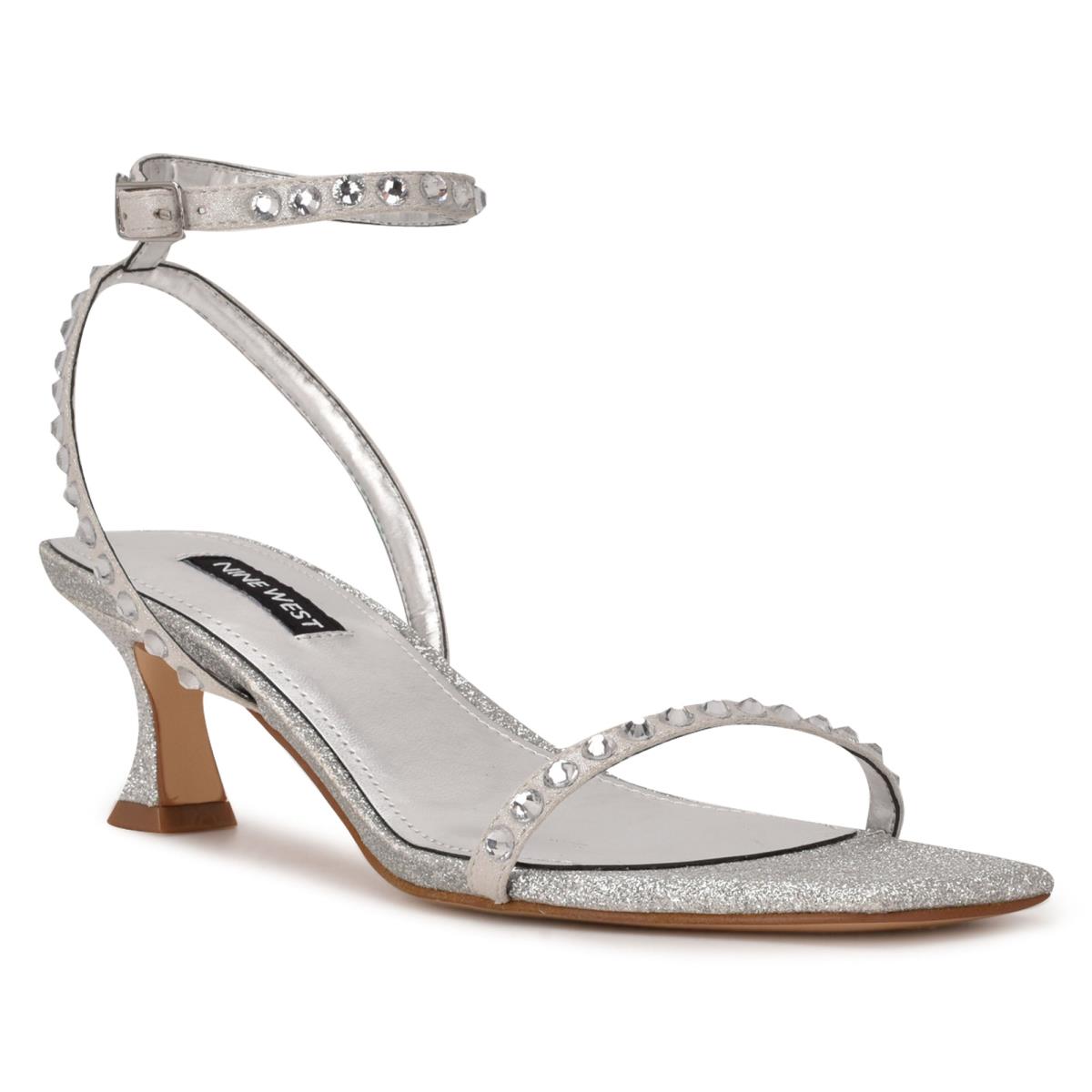 Sandalias Vestir Nine West Giena Ankle Correa Mujer Plateadas | 0852EDIKG