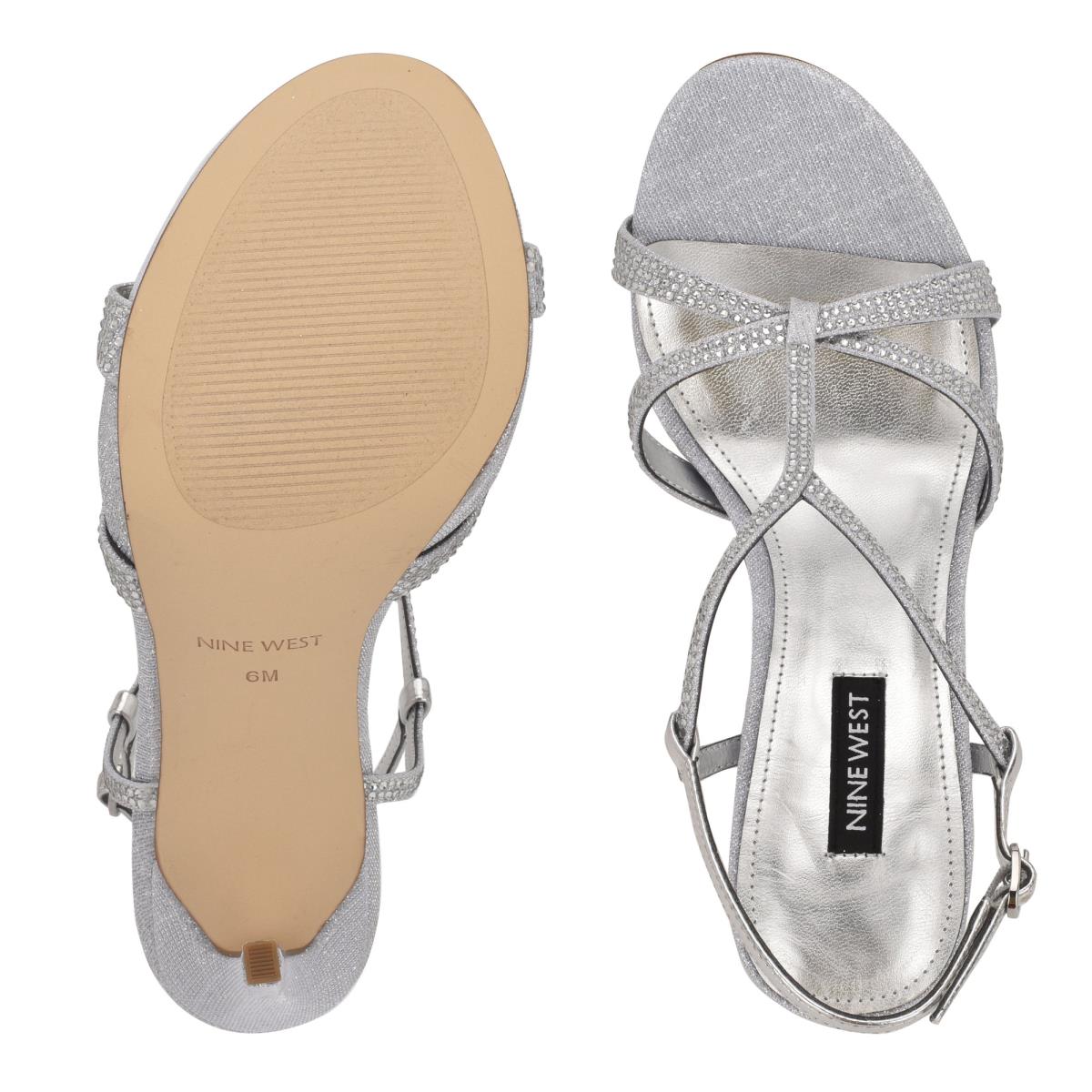 Sandalias Vestir Nine West Ulliy Tacón Mujer Plateadas | 9137ETVCD