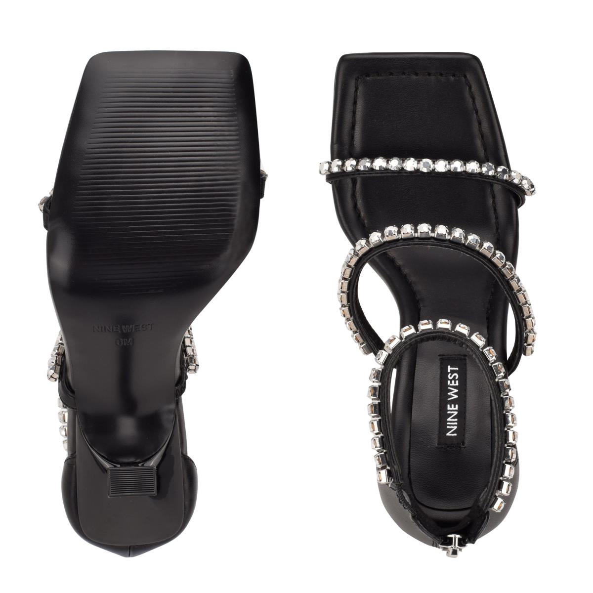 Sandalias Vestir Nine West Vavoom Rhinestone Tiras Mujer Negras Plateadas | 2659LOJVI