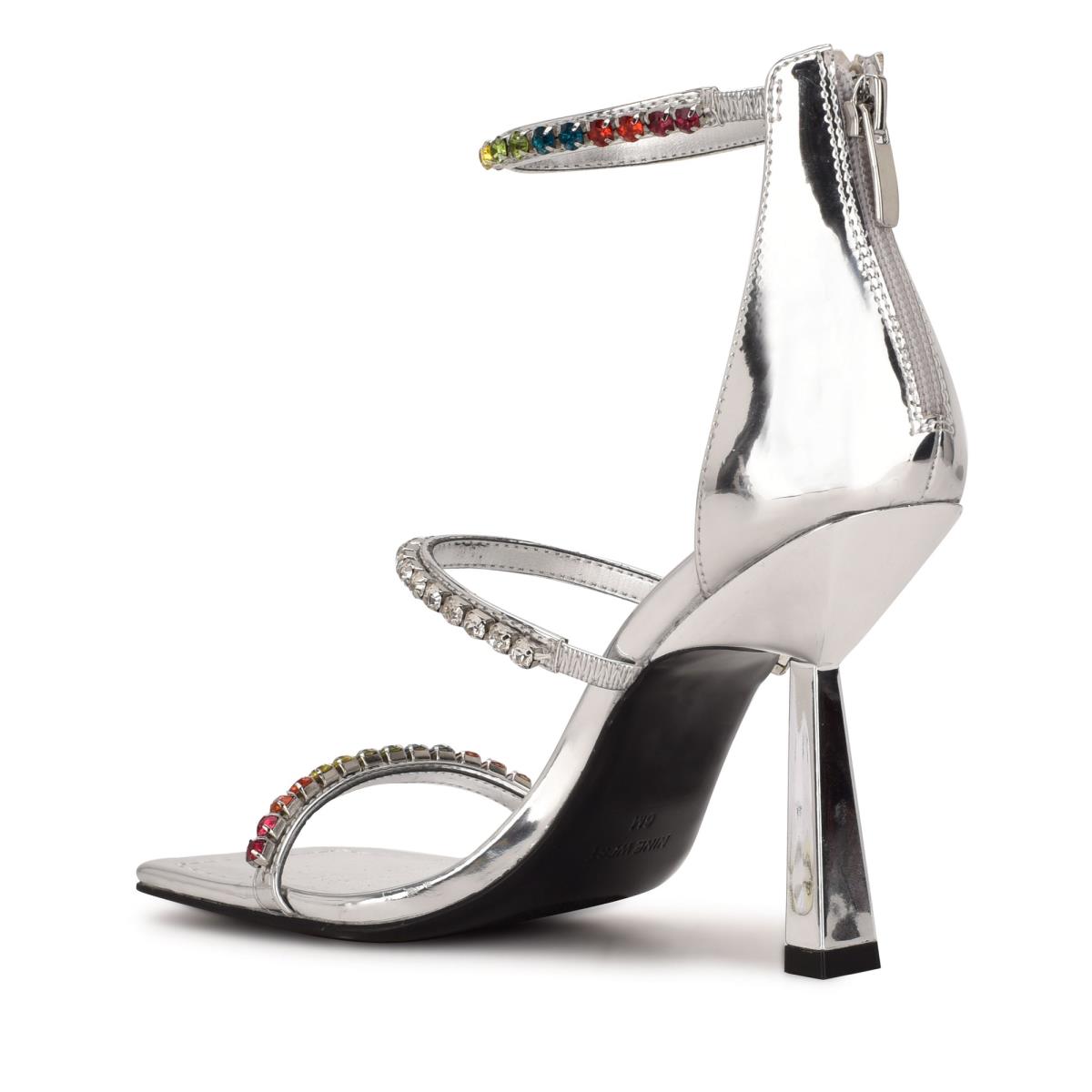 Sandalias Vestir Nine West Vavoom Rhinestone Tiras Mujer Plateadas Multicolor | 3184AUKBV