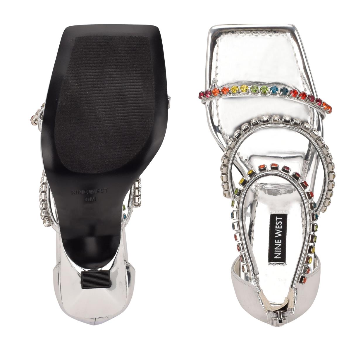 Sandalias Vestir Nine West Vavoom Rhinestone Tiras Mujer Plateadas Multicolor | 3184AUKBV