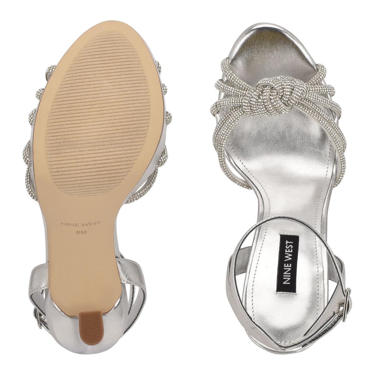 Sandalias Vestir Nine West Wowzz Plataforma Mujer Plateadas | 0241JEFIG