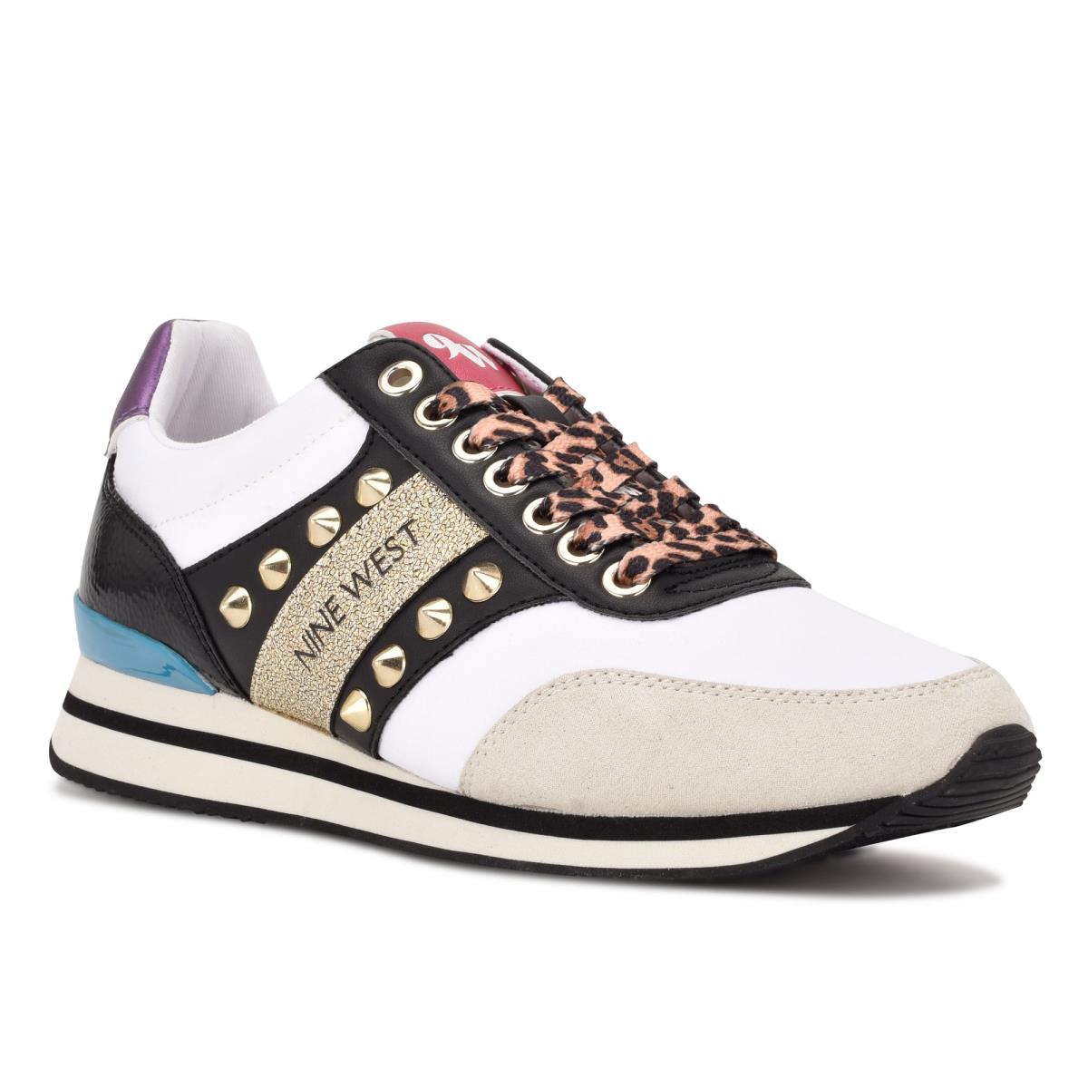 Zapatillas Nine West Bunnie Sneakers Mujer Doradas Blancas Negras | 9516OMSWD