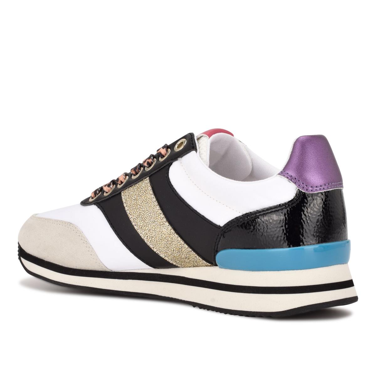 Zapatillas Nine West Bunnie Sneakers Mujer Doradas Blancas Negras | 9516OMSWD