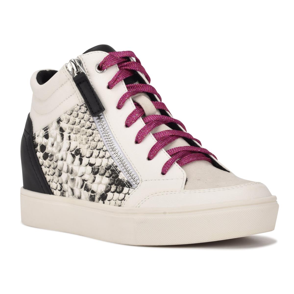 Zapatillas Nine West Tons High Top Hidden Wedge Sneakers Mujer Blancas Serpent | 0759CJUVT