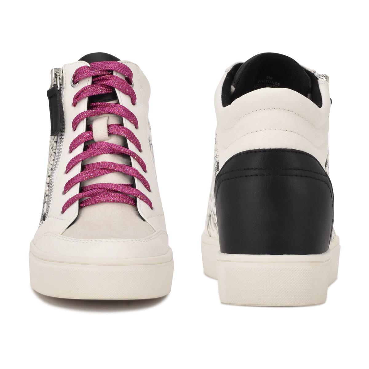 Zapatillas Nine West Tons High Top Hidden Wedge Sneakers Mujer Blancas Serpent | 0759CJUVT