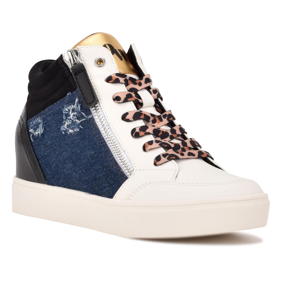 Zapatillas Nine West Tons High Top Hidden Wedge Sneakers Mujer Negras Azules | 4291ZUECX