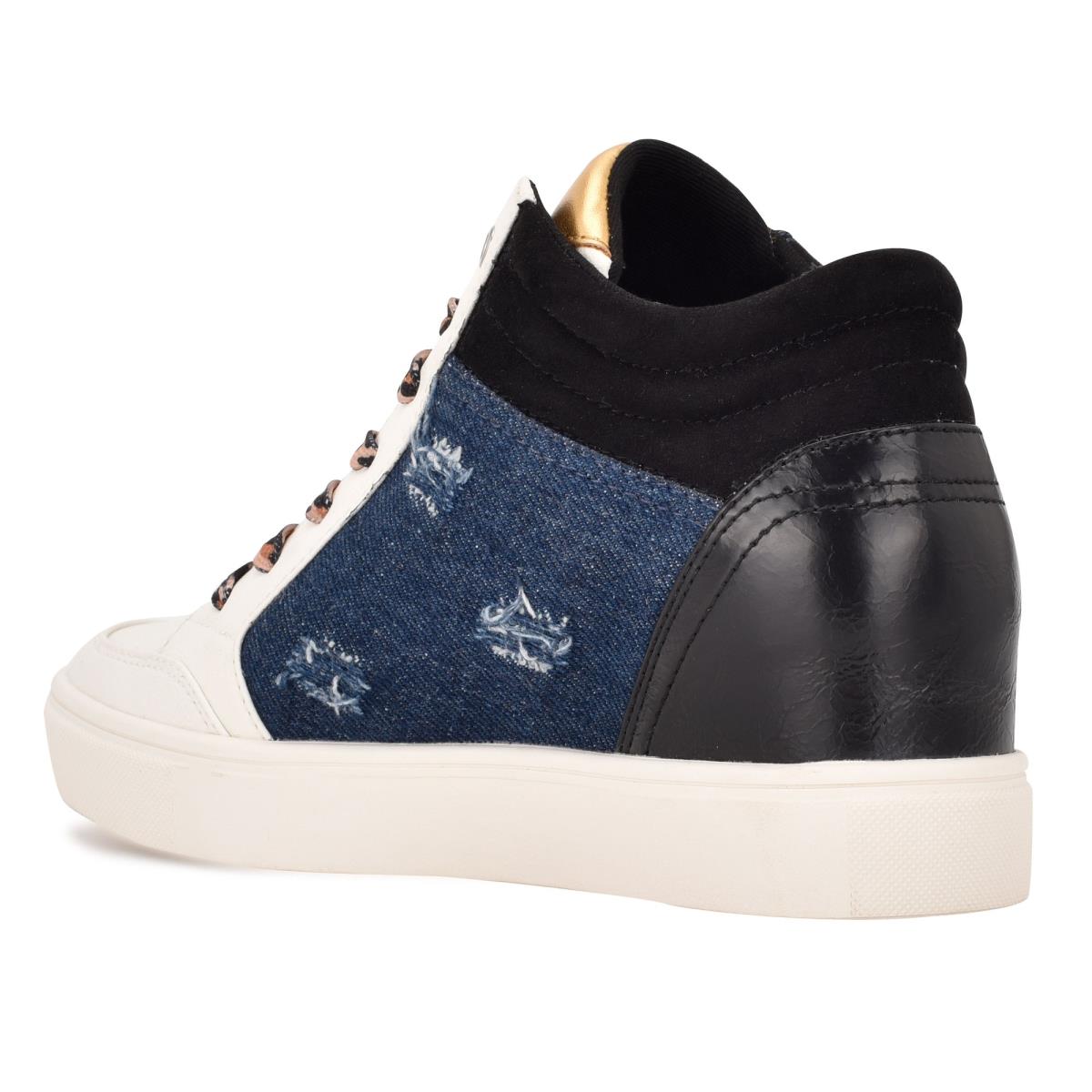 Zapatillas Nine West Tons High Top Hidden Wedge Sneakers Mujer Negras Azules | 4291ZUECX