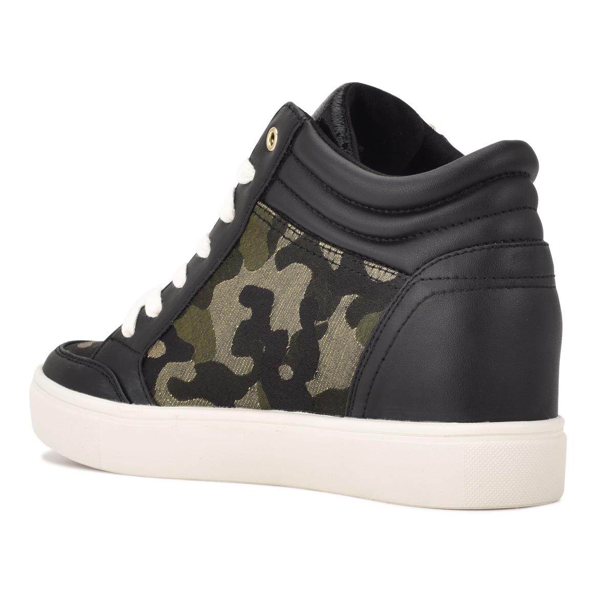 Zapatillas Nine West Tons High Top Hidden Wedge Sneakers Mujer Negras Camuflaje | 9235JQNIZ