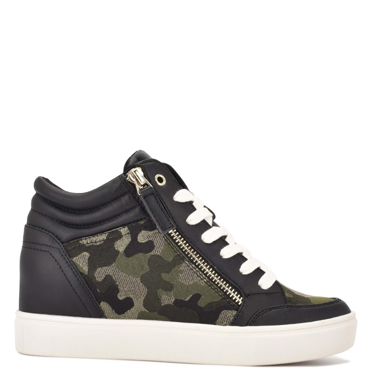 Zapatillas Nine West Tons High Top Hidden Wedge Sneakers Mujer Negras Camuflaje | 9235JQNIZ